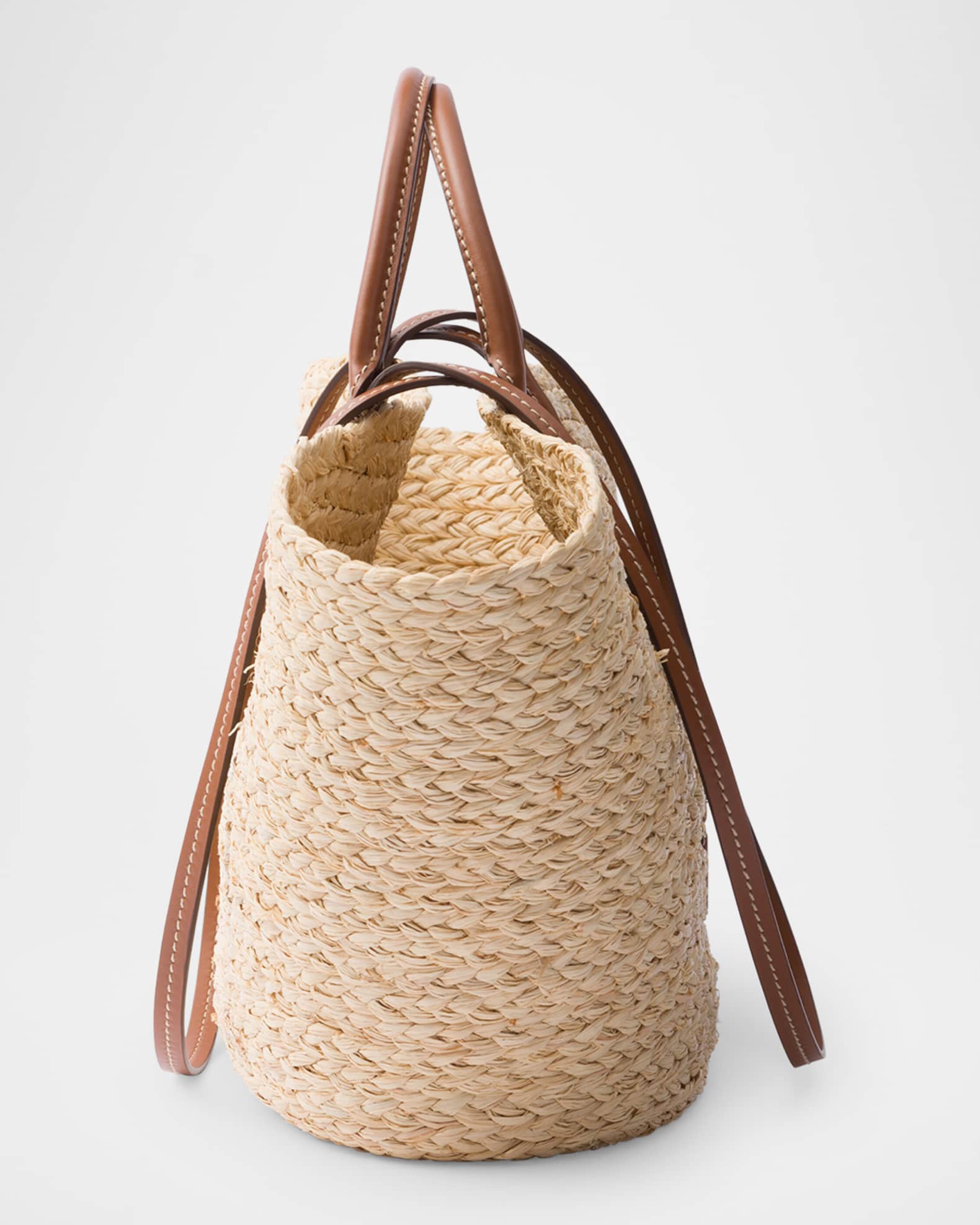 トートバッグ PRADA RAFFIA SHOPPING BAG Prada Small Woven Fabric and Leather Tote Bag | Saks Fifth