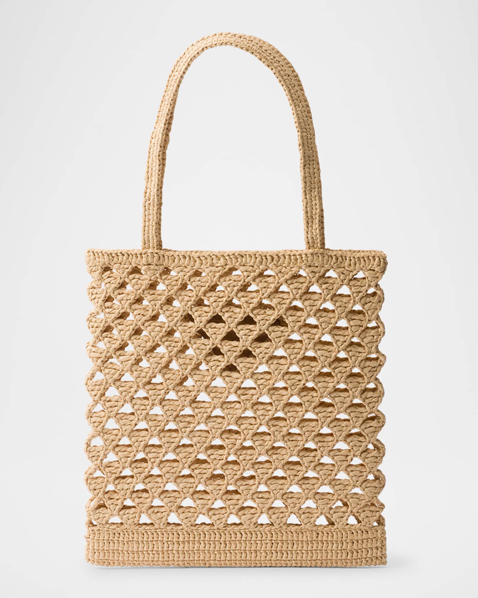 トートバッグ PRADA Crochet logo shopping bag Prada Logo Crochet Tote Bag - Bergdorf Goodman