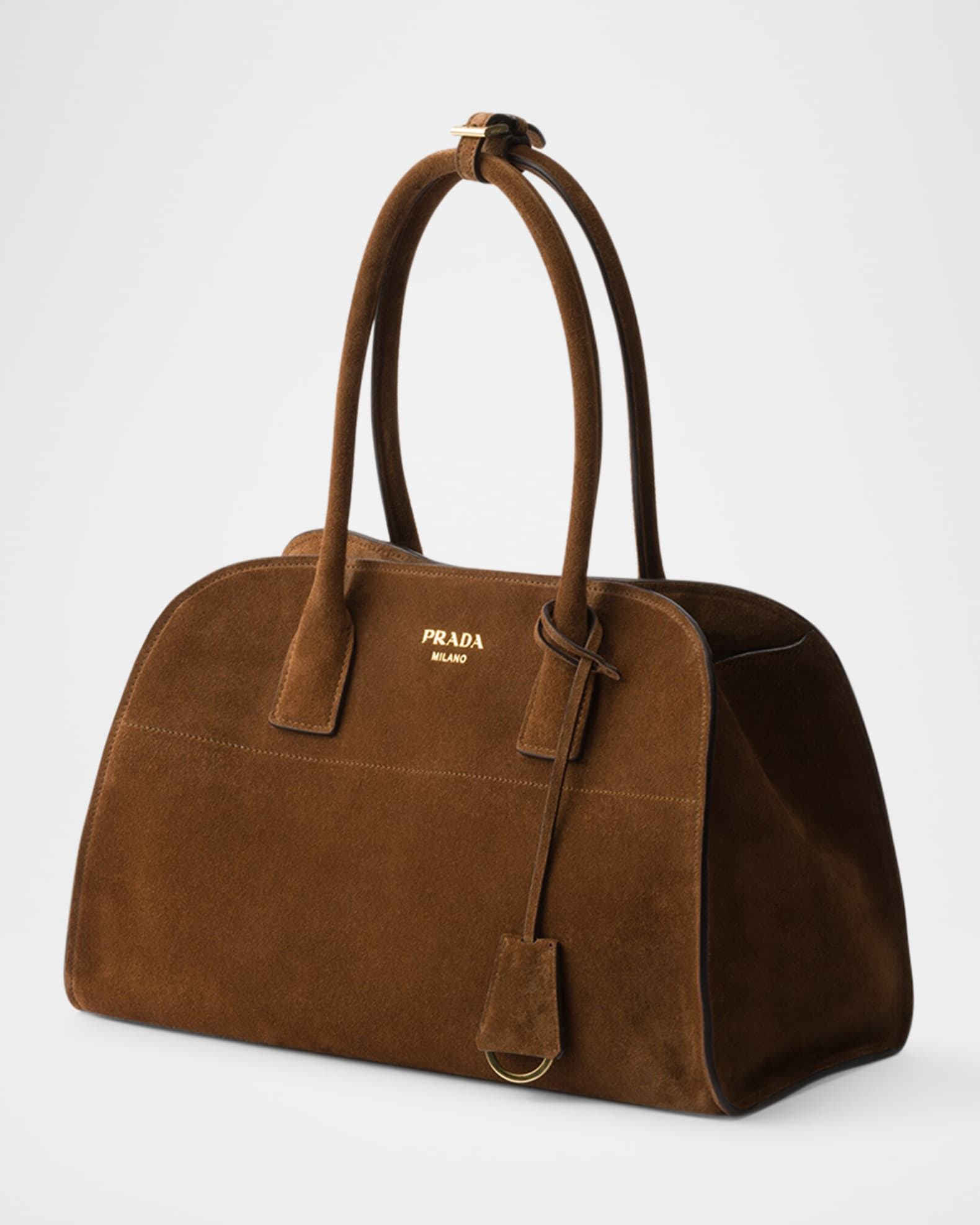 Prada Suede Top-Handle Bag | Neiman Marcus
