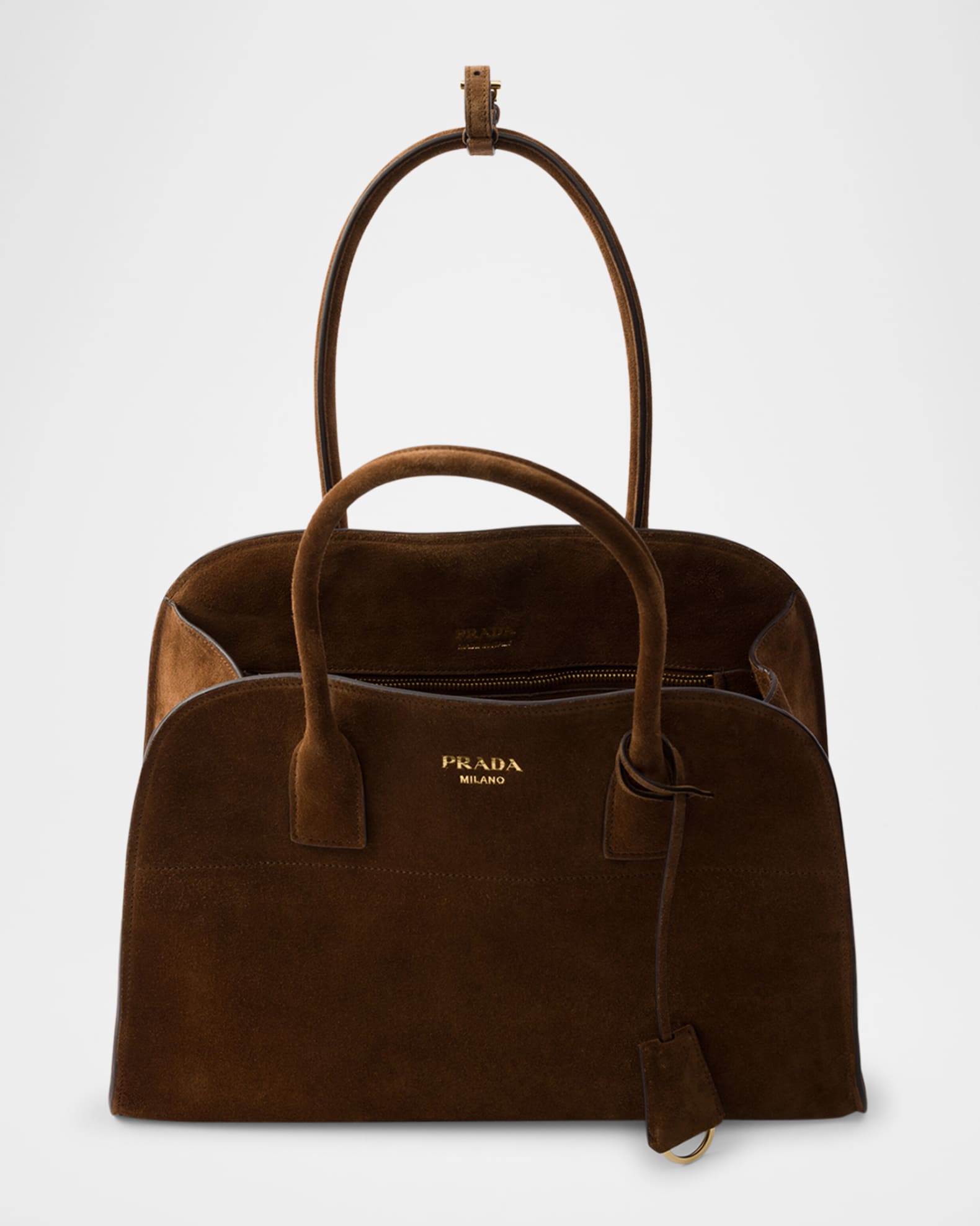 【PRADA】 最新作★Medium suede トートバッグ Prada Suede Top-Handle Bag | Neiman Marcus