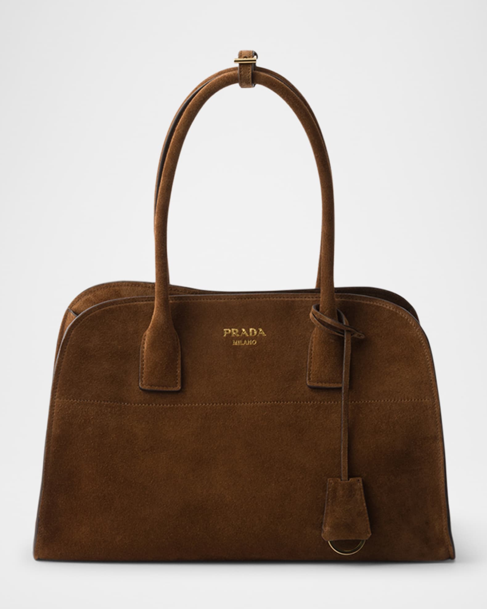 【PRADA】 最新作★Medium suede トートバッグ Prada Suede Top-Handle Bag | Neiman Marcus