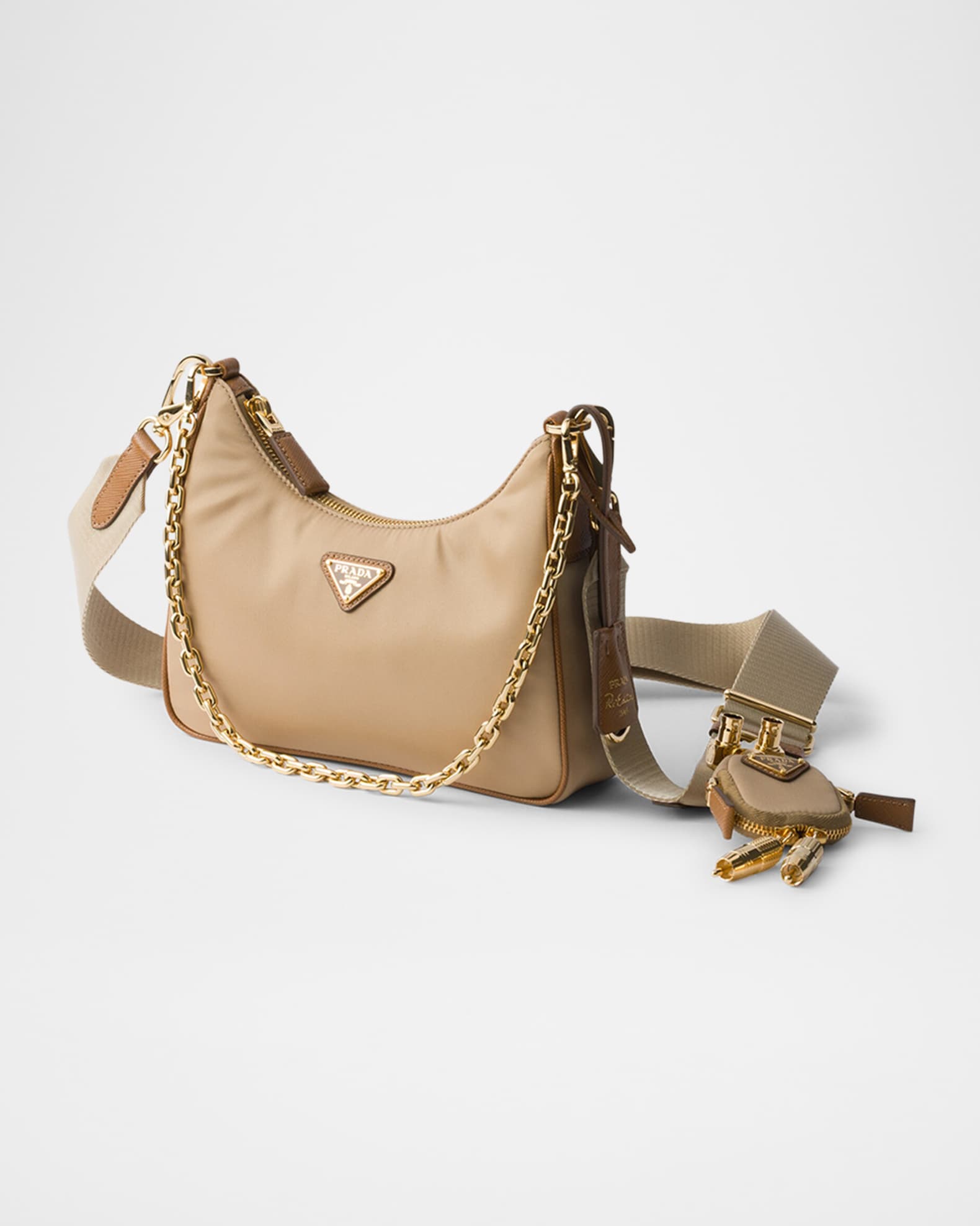 Re-Edition 2005 Re-Nylon And Saffiano Leather Bag With Charm