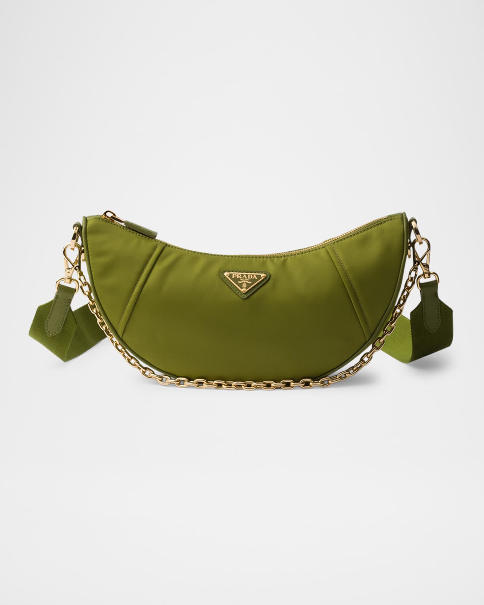 ショルダーバッグ・ポシェット PRADA Beige Re-Nylon Prada Demi-Lune Shoulder Bag Prada Prada Demi-Lune shoulder bag brandy in Re-Nylon