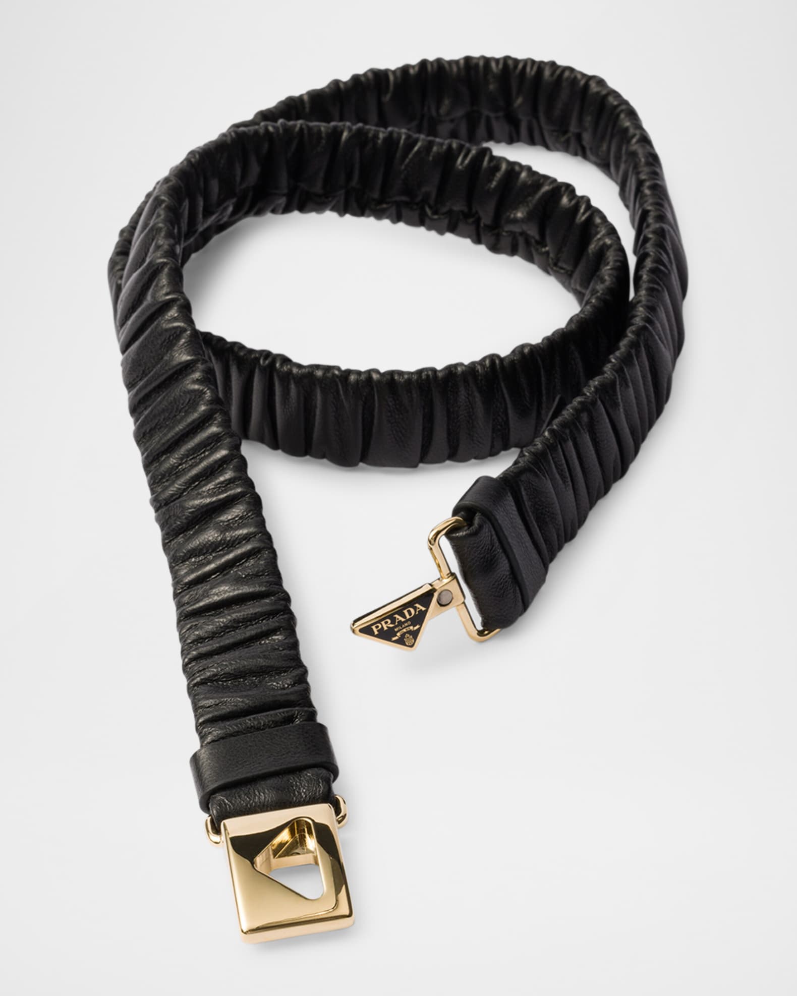 Logo Ruched Leather Belt 1