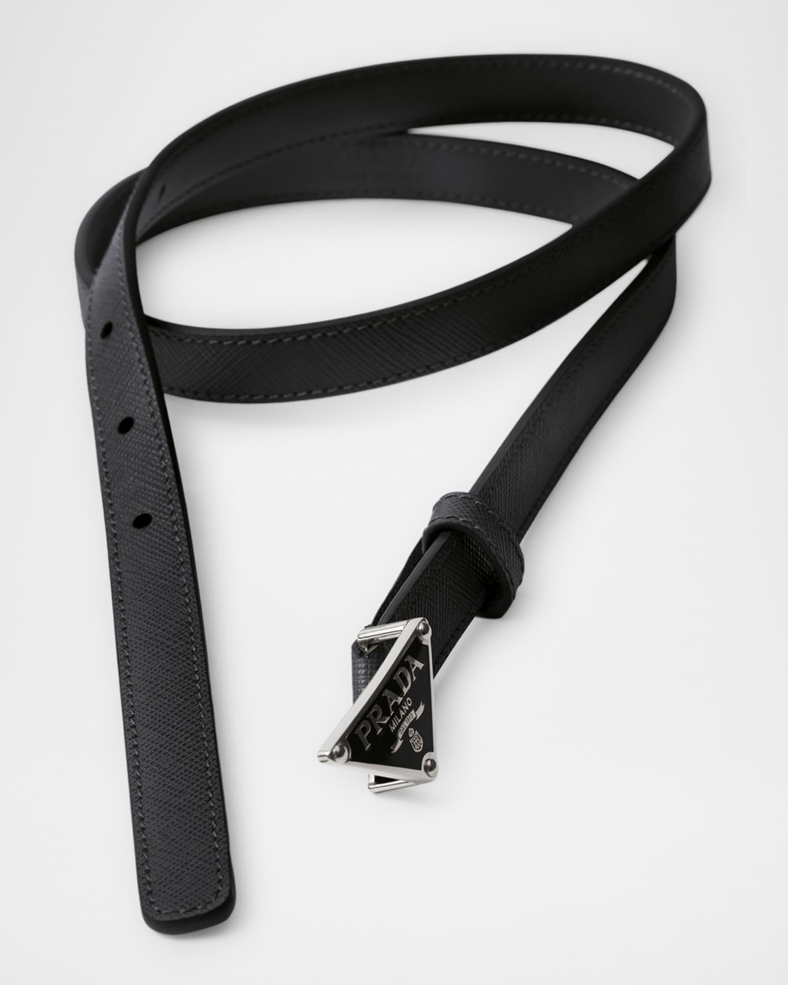 ベルト PRADA BLACK SAFFIANO BELT WITH TRIANGLE LOGO Saffiano Leather Belt with Triangle Logo - Prada - Men | WE