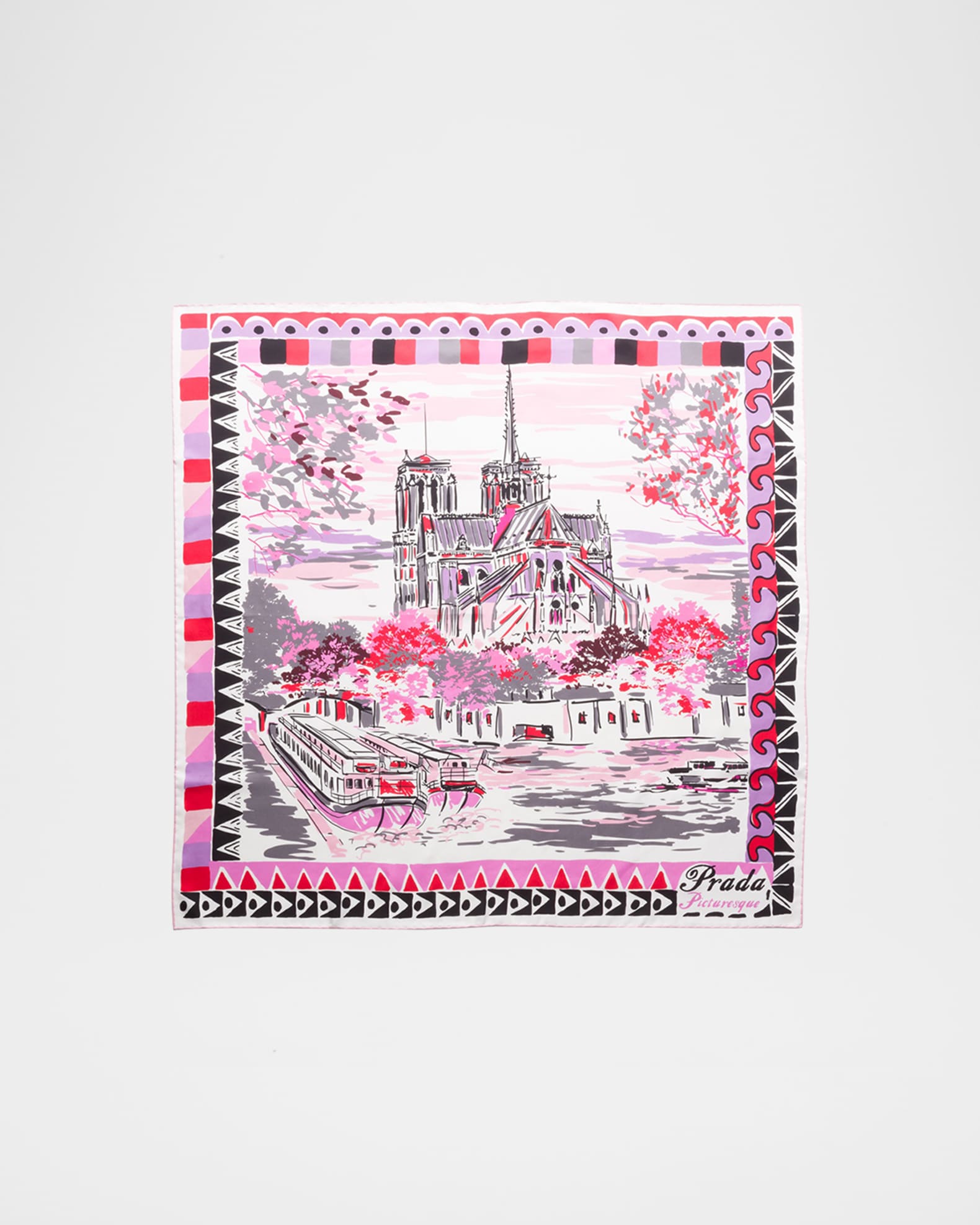 Prada ピクチャレスク スカーフ Prada Picturesque Paris Silk Scarf | Neiman Marcus