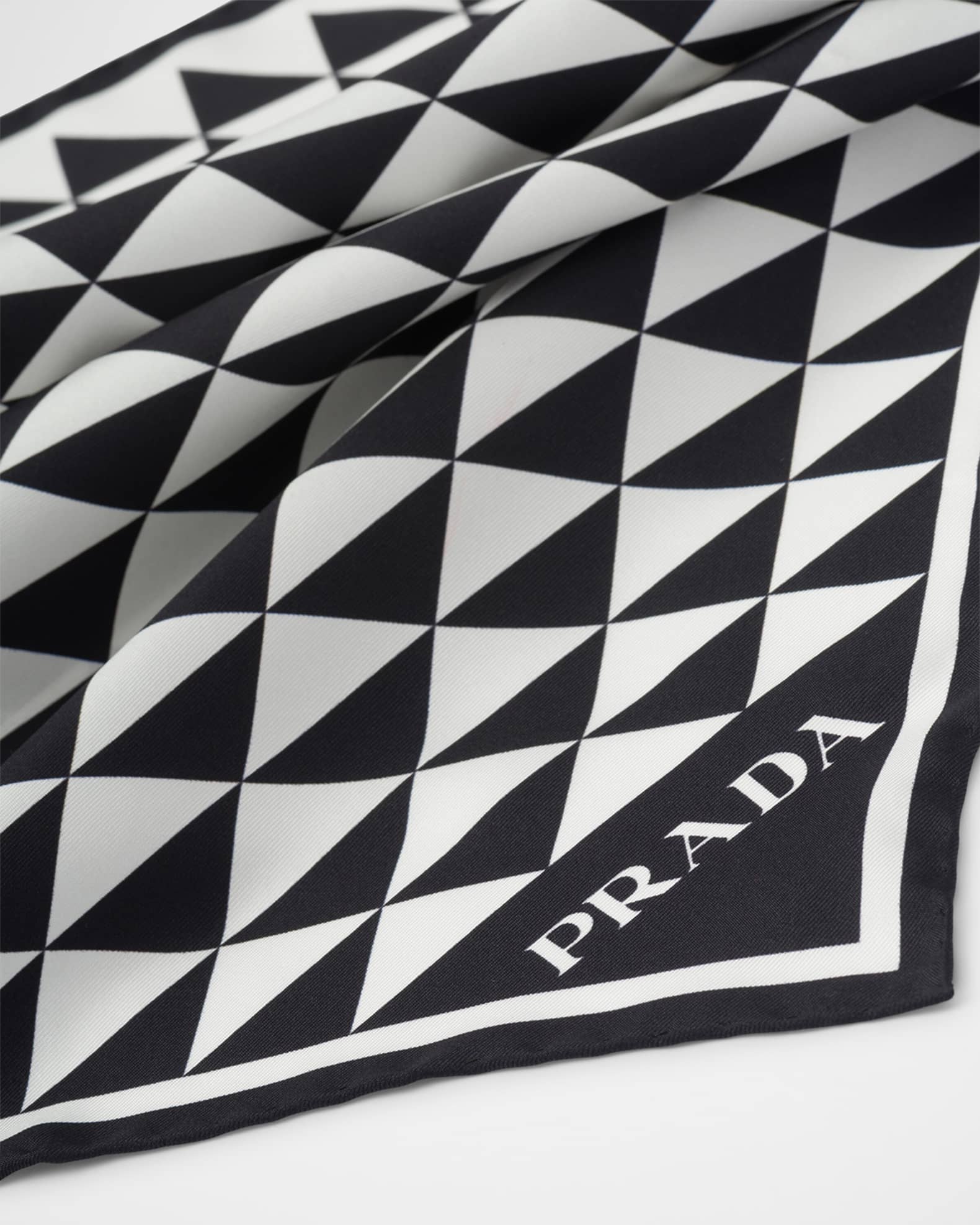 Prada Triangle Line-Print Silk Scarf | Neiman Marcus