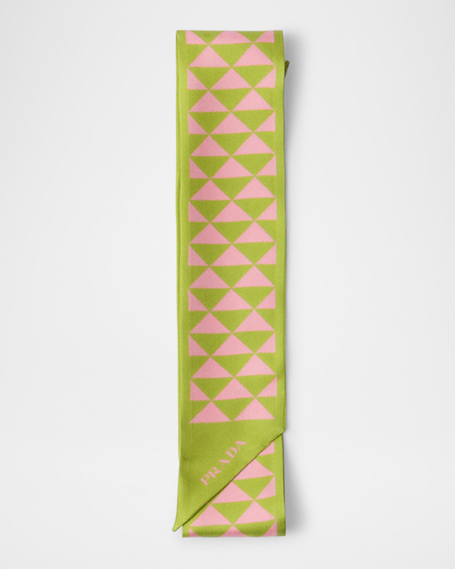 Triangle-Print Silk Ribbon Scarf 0
