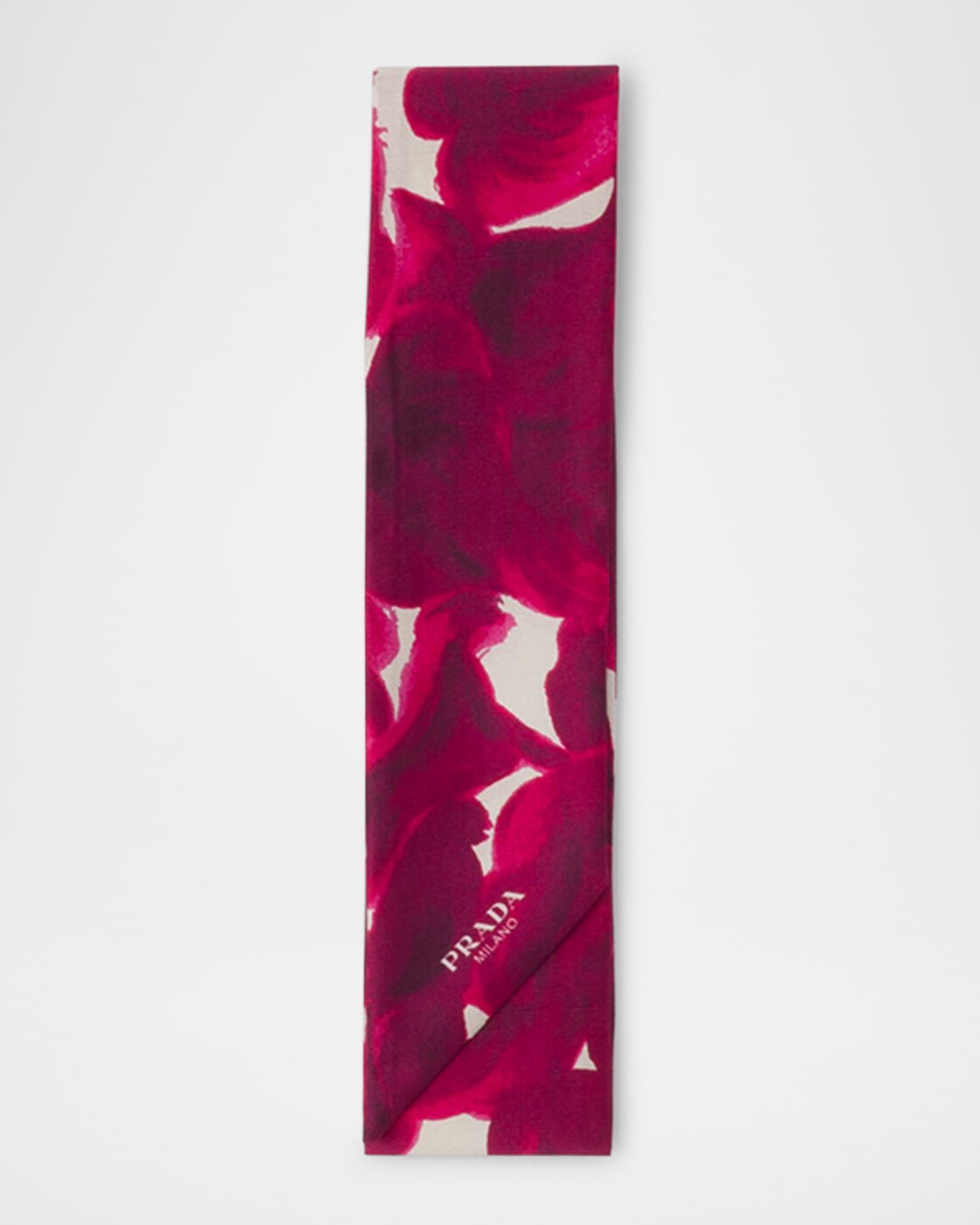 Printed Silk Shantung Skinny Scarf 0