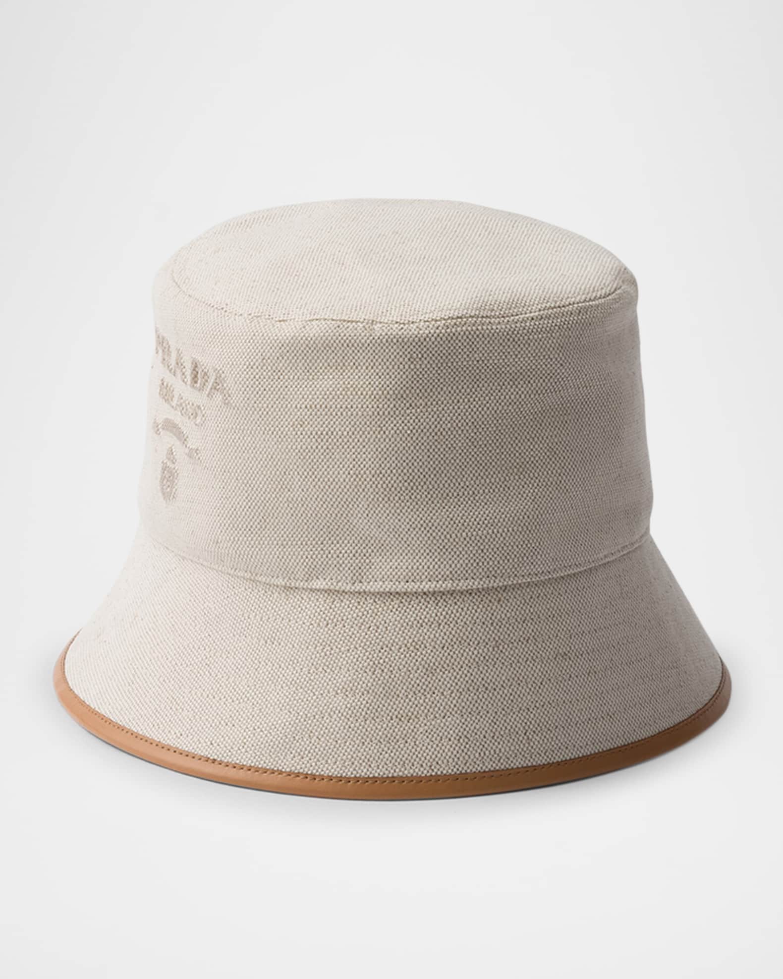 PRADA ハット Prada Linen Logo Bucket Hat | Neiman Marcus