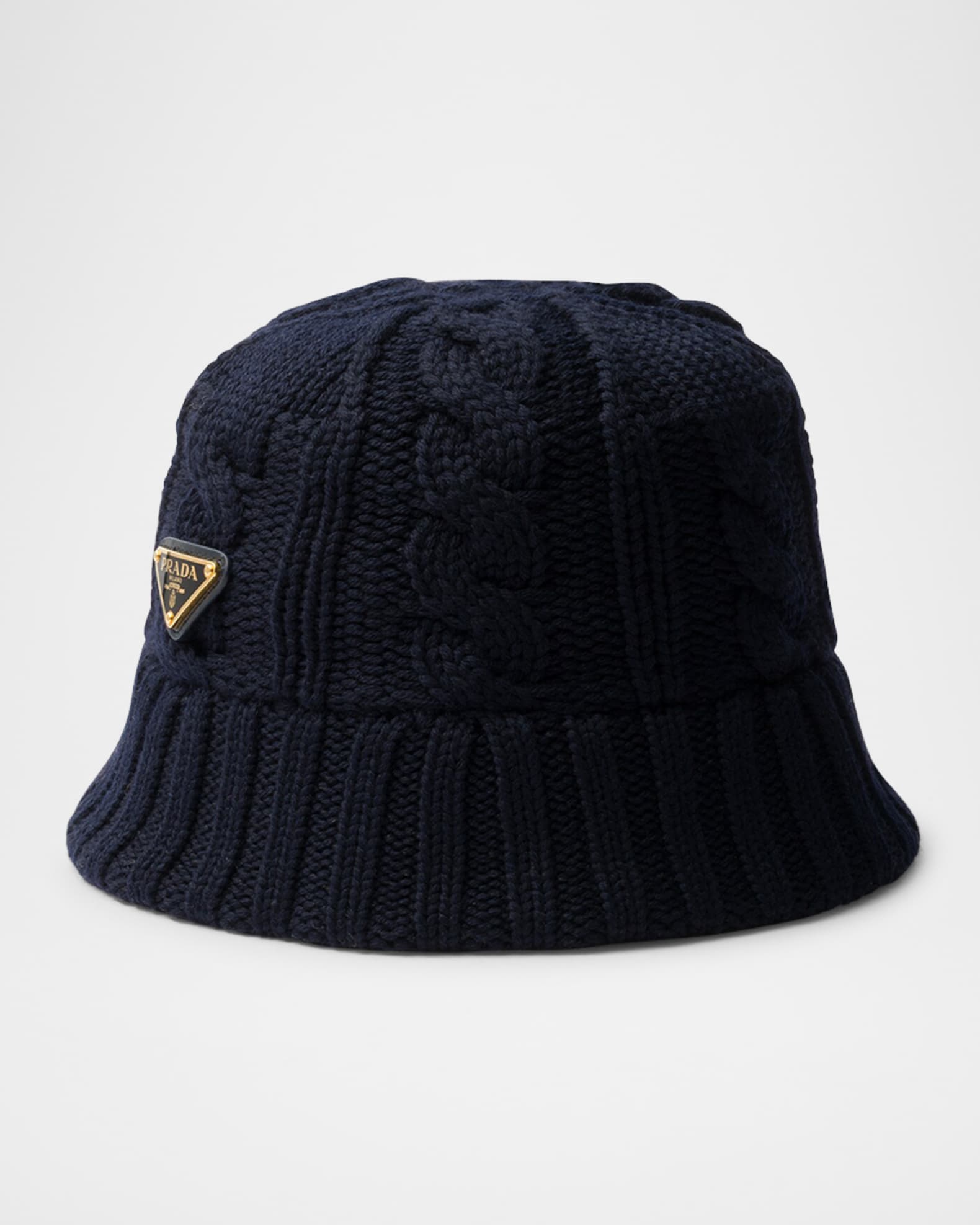 Prada Cable-Knit Wool Bucket Hat | Neiman Marcus