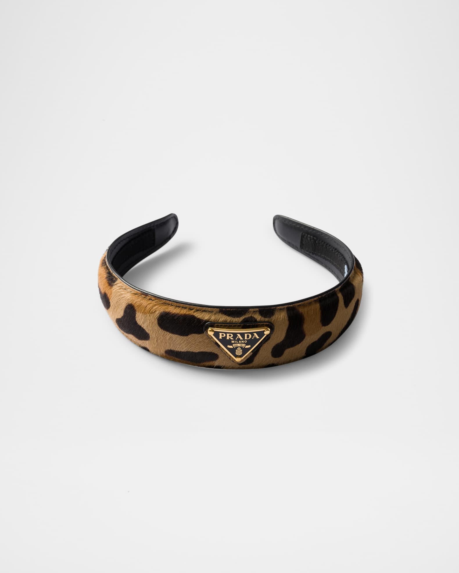 Prada Leopard-Print Calf Hair Headband | Neiman Marcus