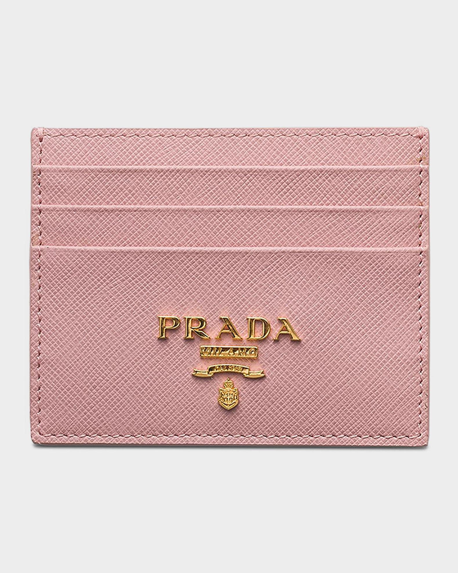 さくら PRADAカードケース Prada Logo Leather Card Holder | Neiman Marcus