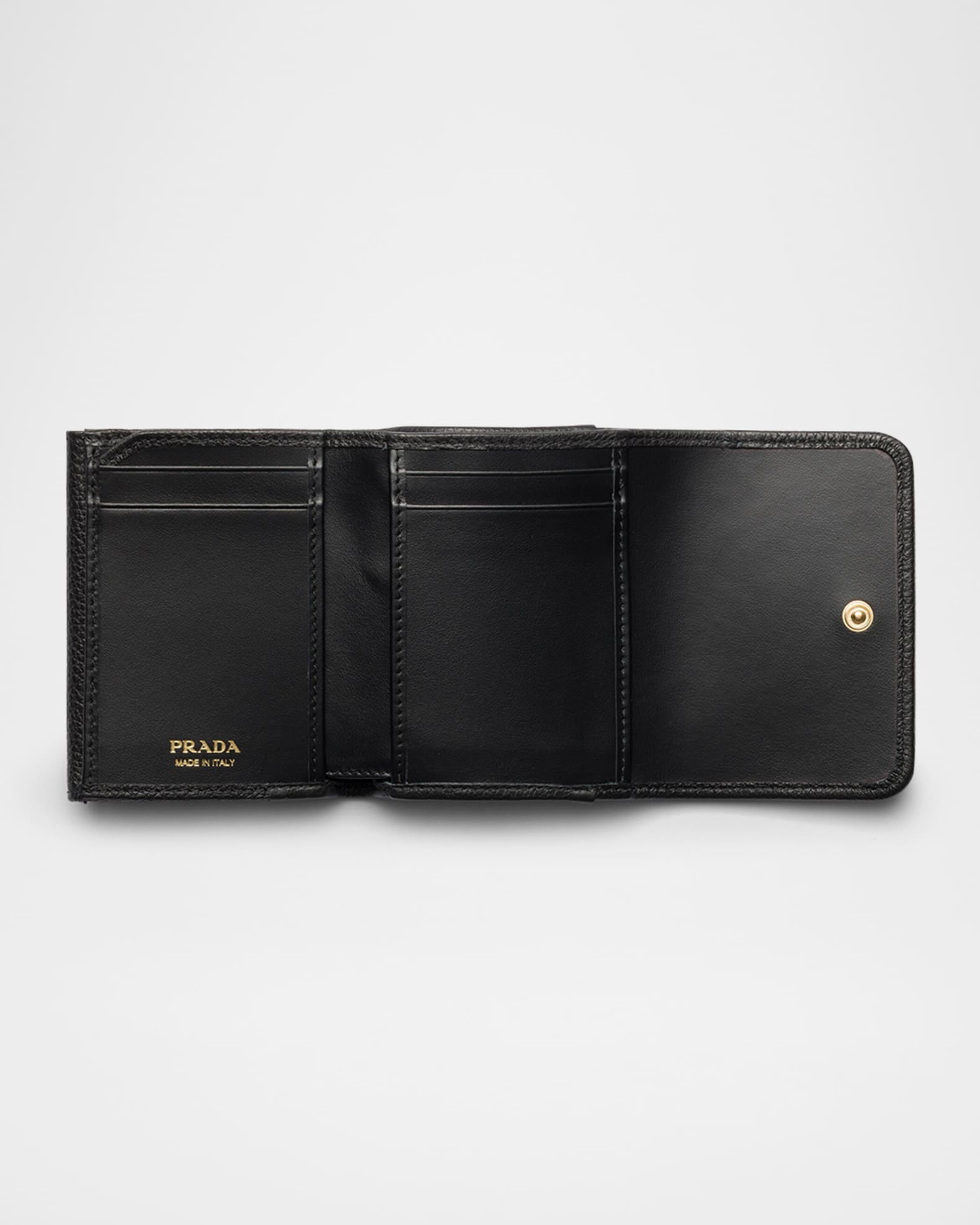 Prada Small Grain Leather Trifold Wallet | Neiman Marcus