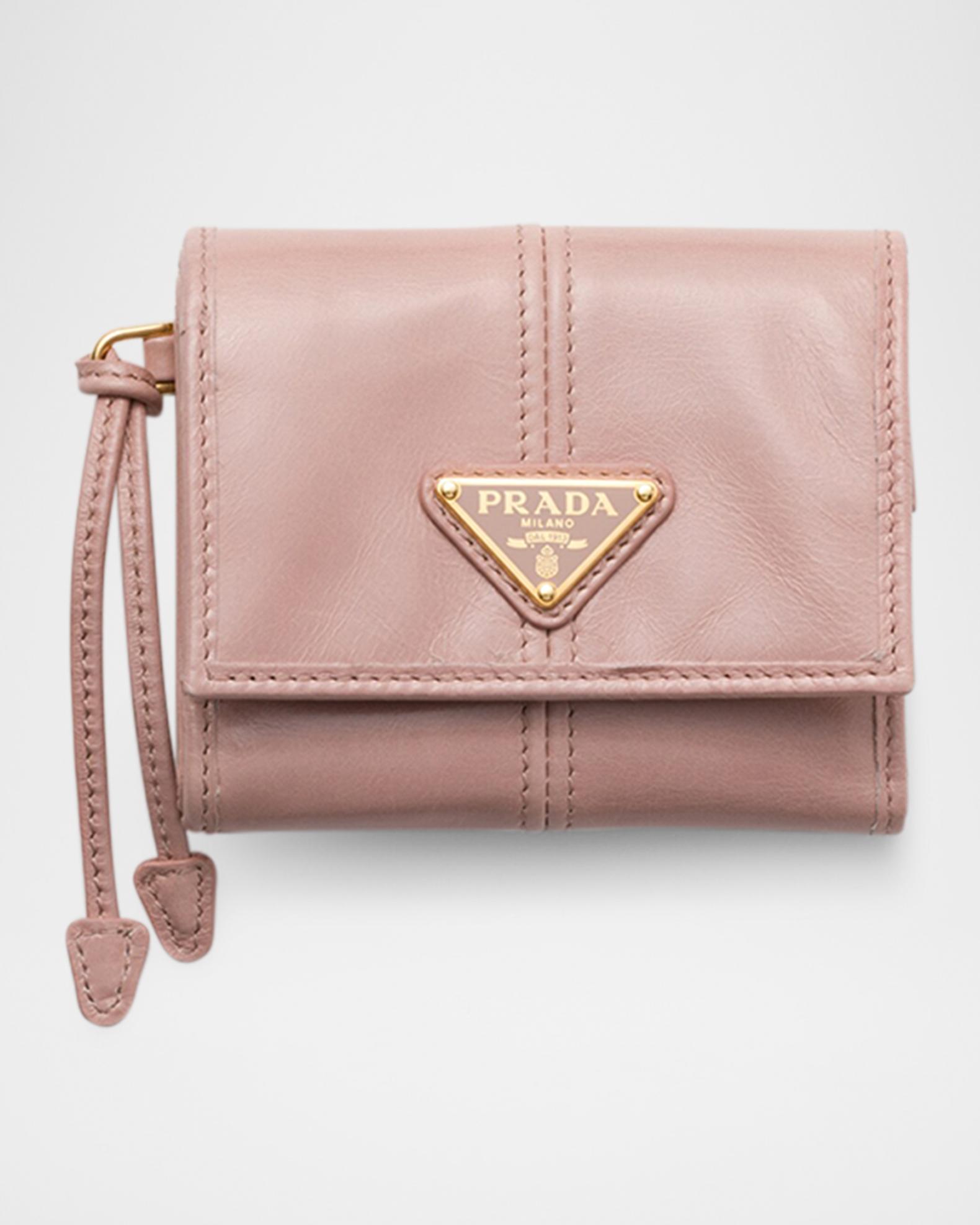 Prada Small Trifold Leather Wallet | Neiman Marcus