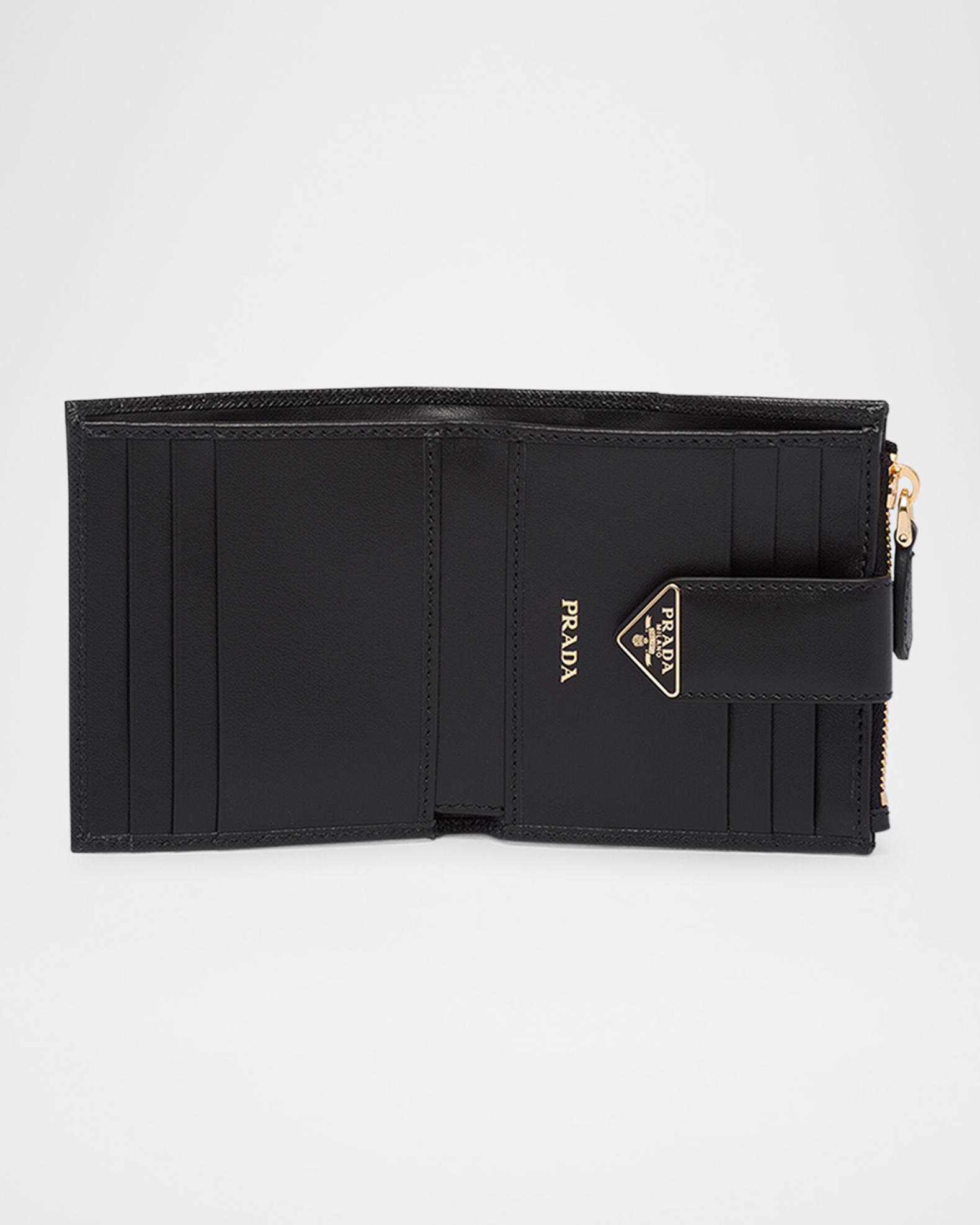 Prada Small Saffiano and Smooth Leather Bifold Wallet | Neiman Marcus