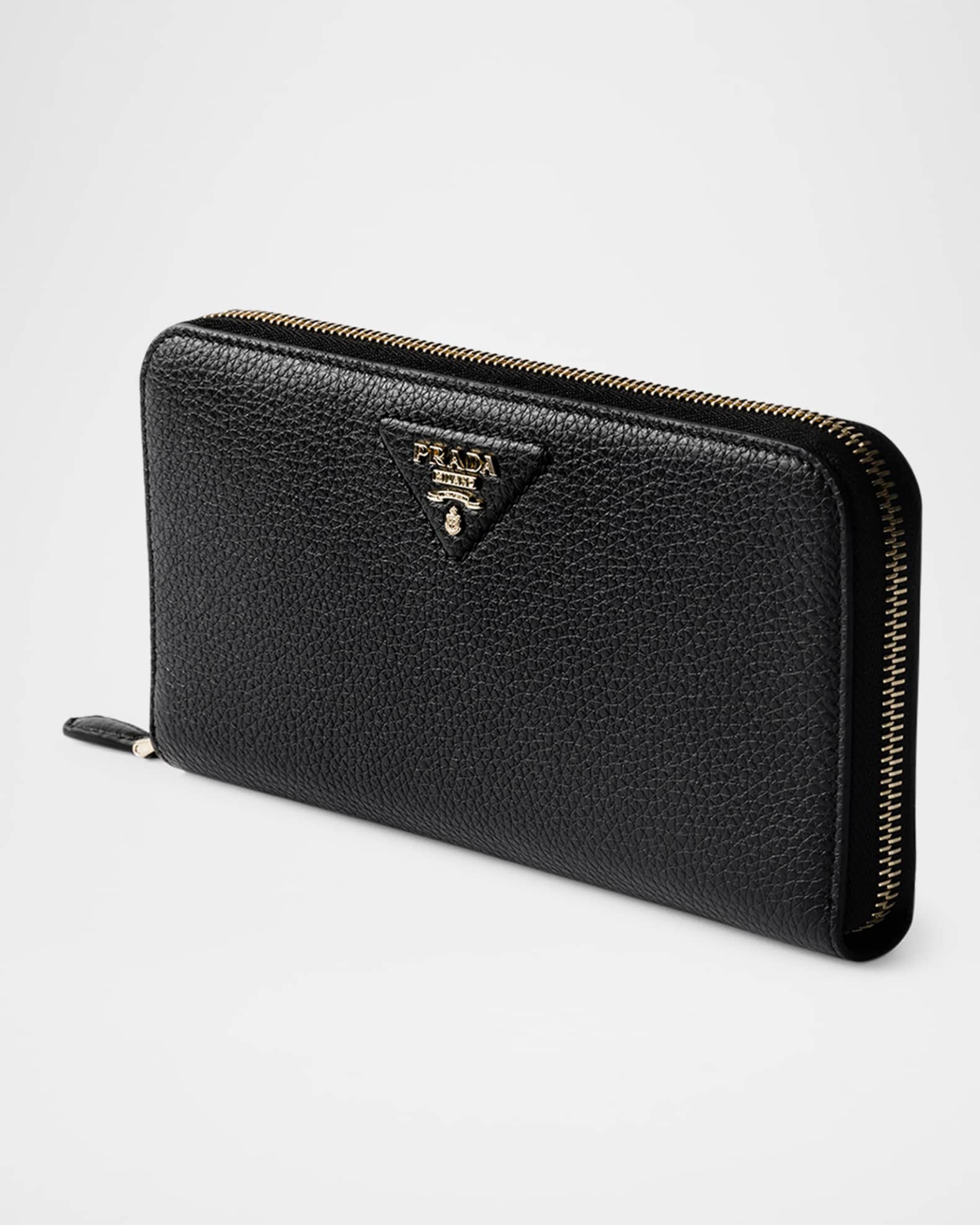 Prada Large Leather Zip Wallet | Neiman Marcus