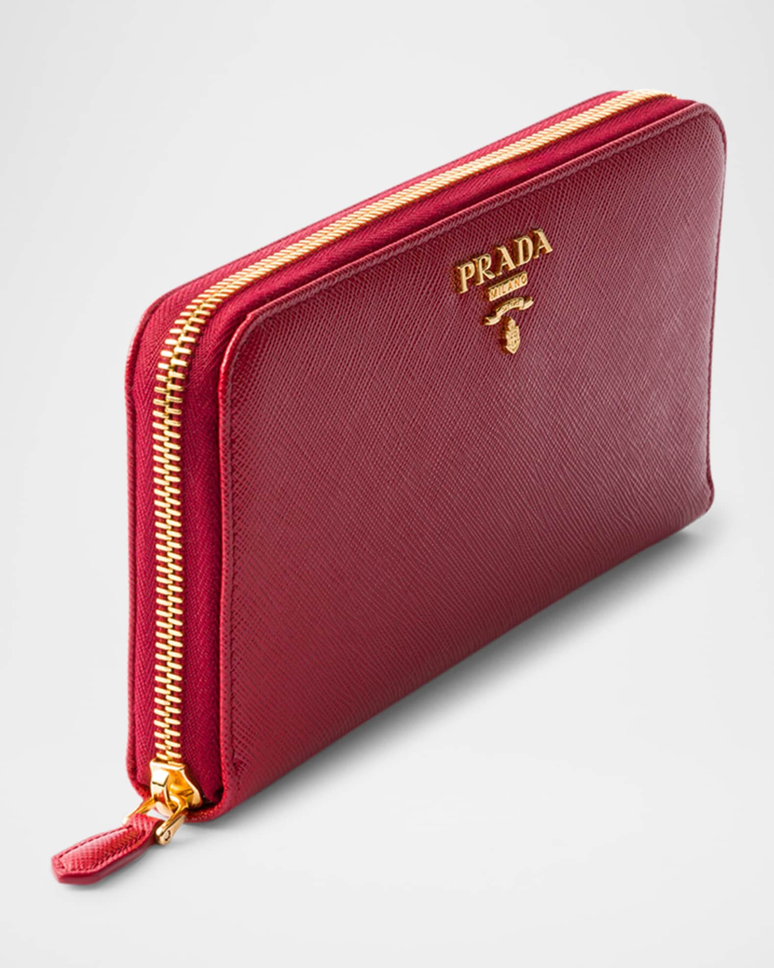 PRADA Long Wallet Black Saffiano Leather studded Limited