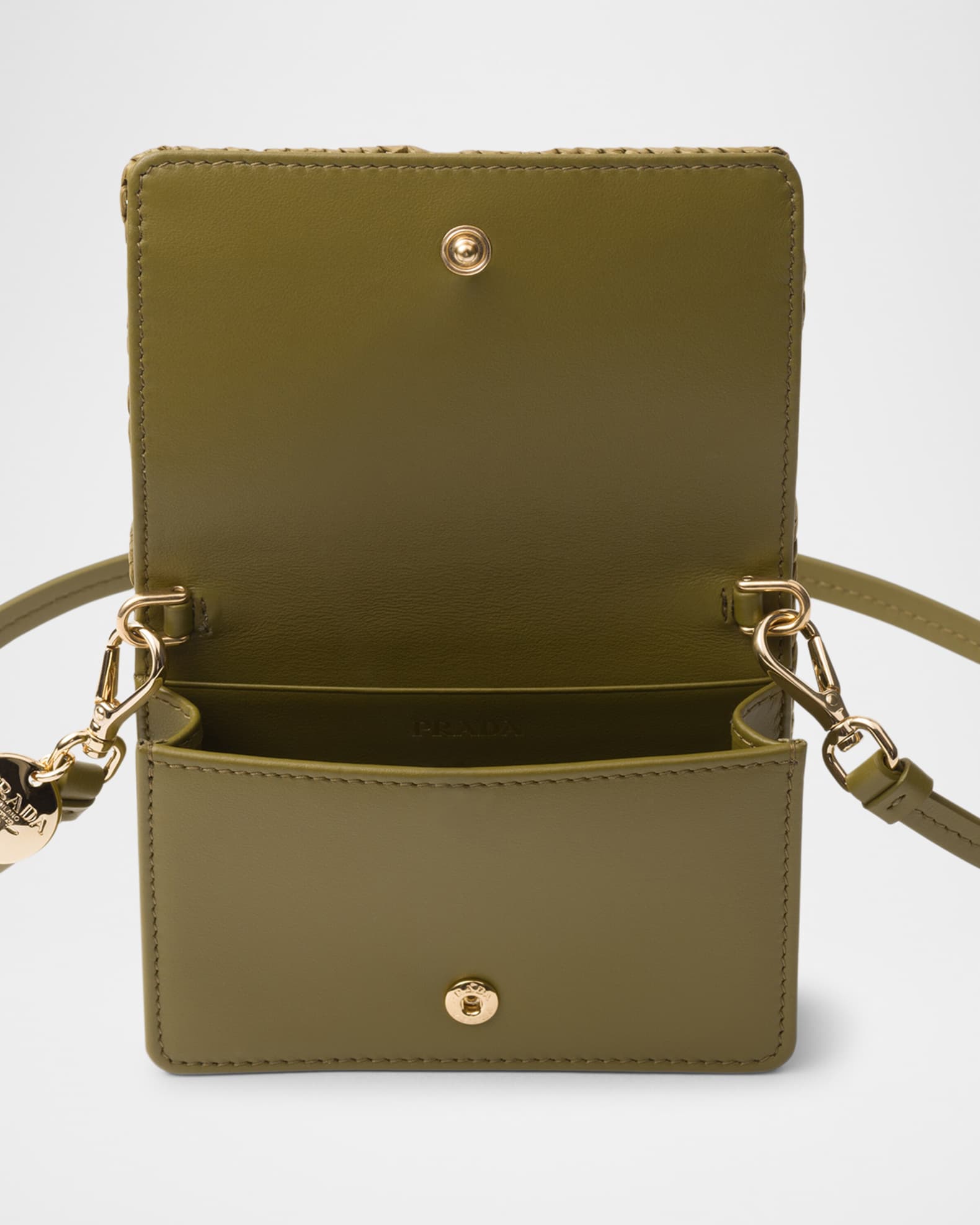 Prada Mini Crochet Crossbody Card Holder | Neiman Marcus