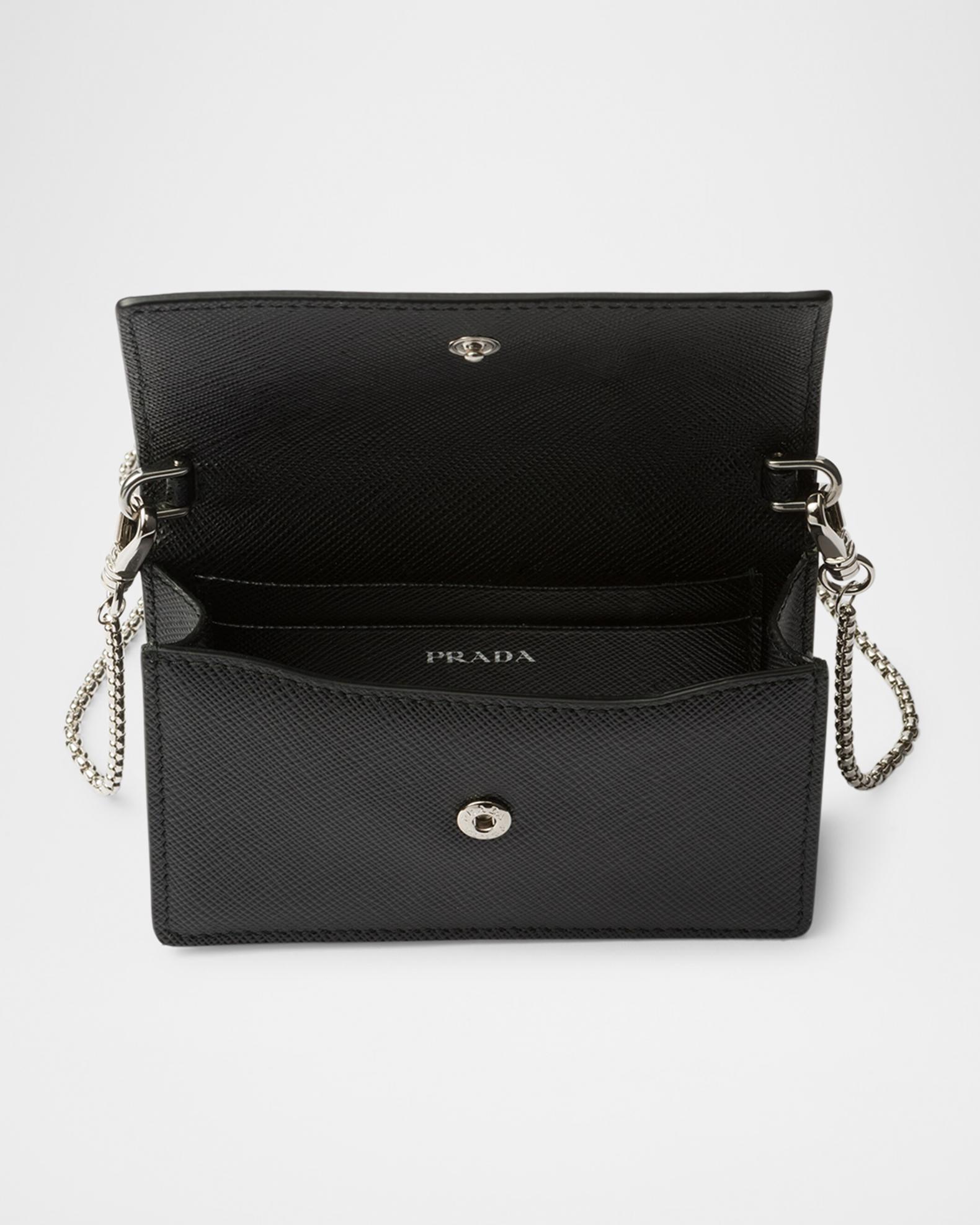 Prada Saffiano Leather Card Holder with Shoulder Strap | Neiman Marcus
