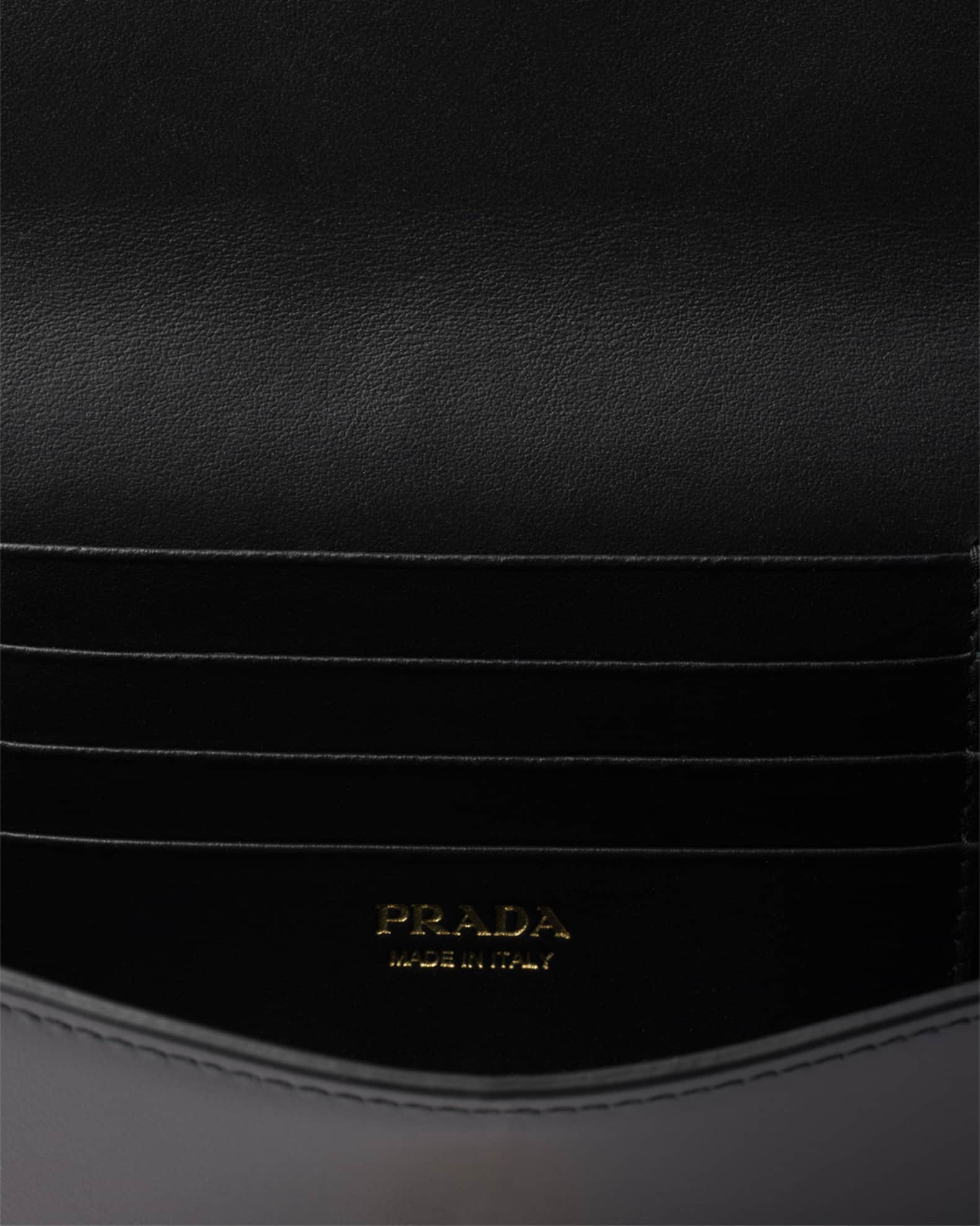 Prada Soft Sound Flap Leather Wallet on Chain | Neiman Marcus