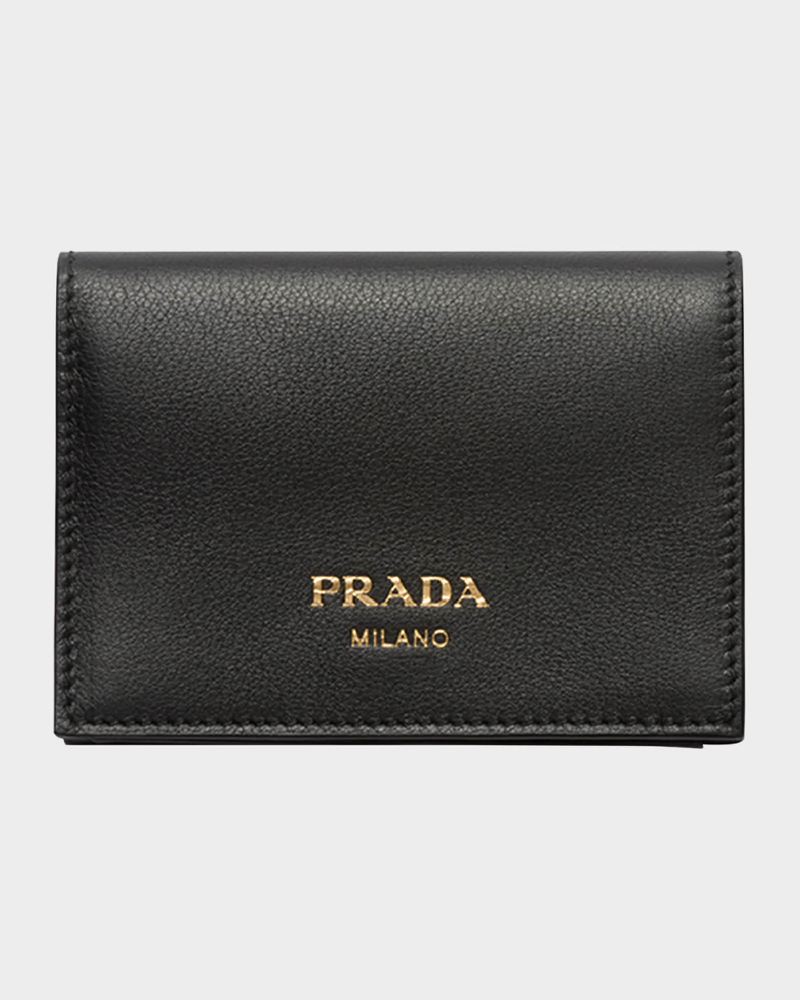 プラダ Prada Calf Leather Wallet Prada Calf Leather Compact Wallet | Neiman Marcus