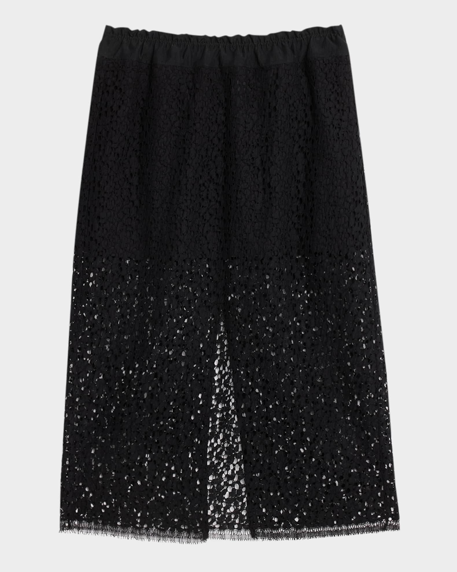Lace Ruched Midi Skirt 0