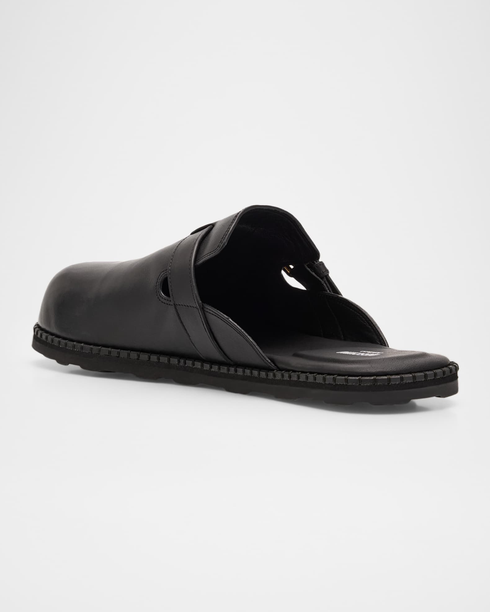 Moschino Men's Sabot Leather Mules | Neiman Marcus