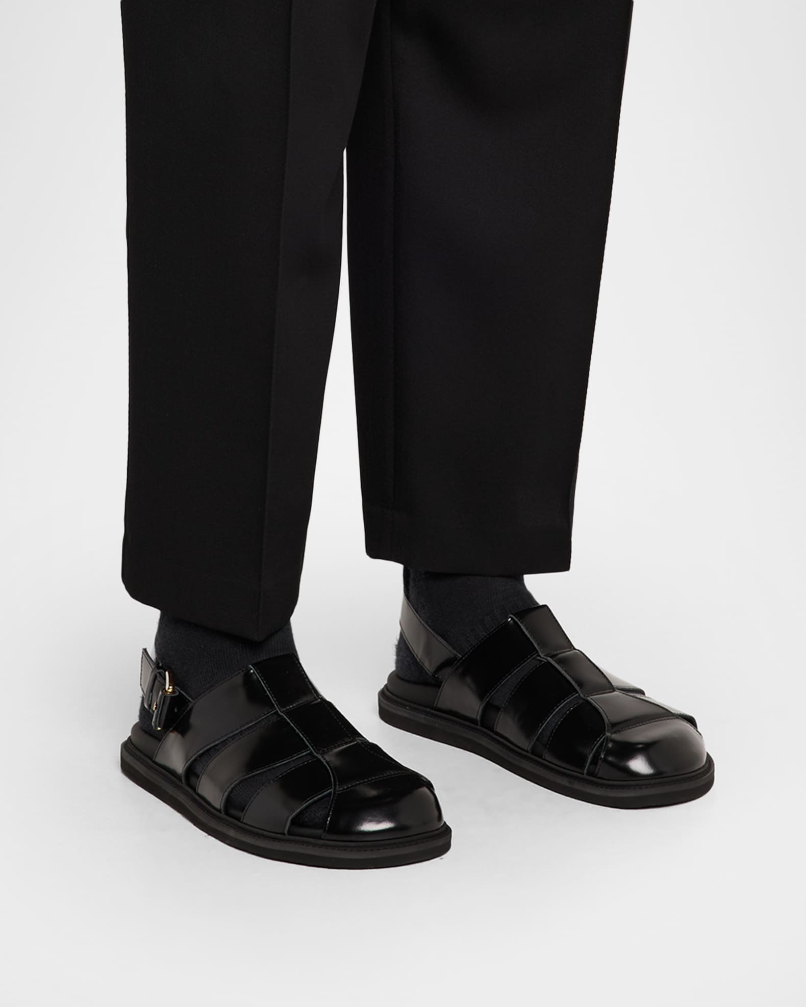 Moschino Men's Leather Fisherman Sandals | Neiman Marcus