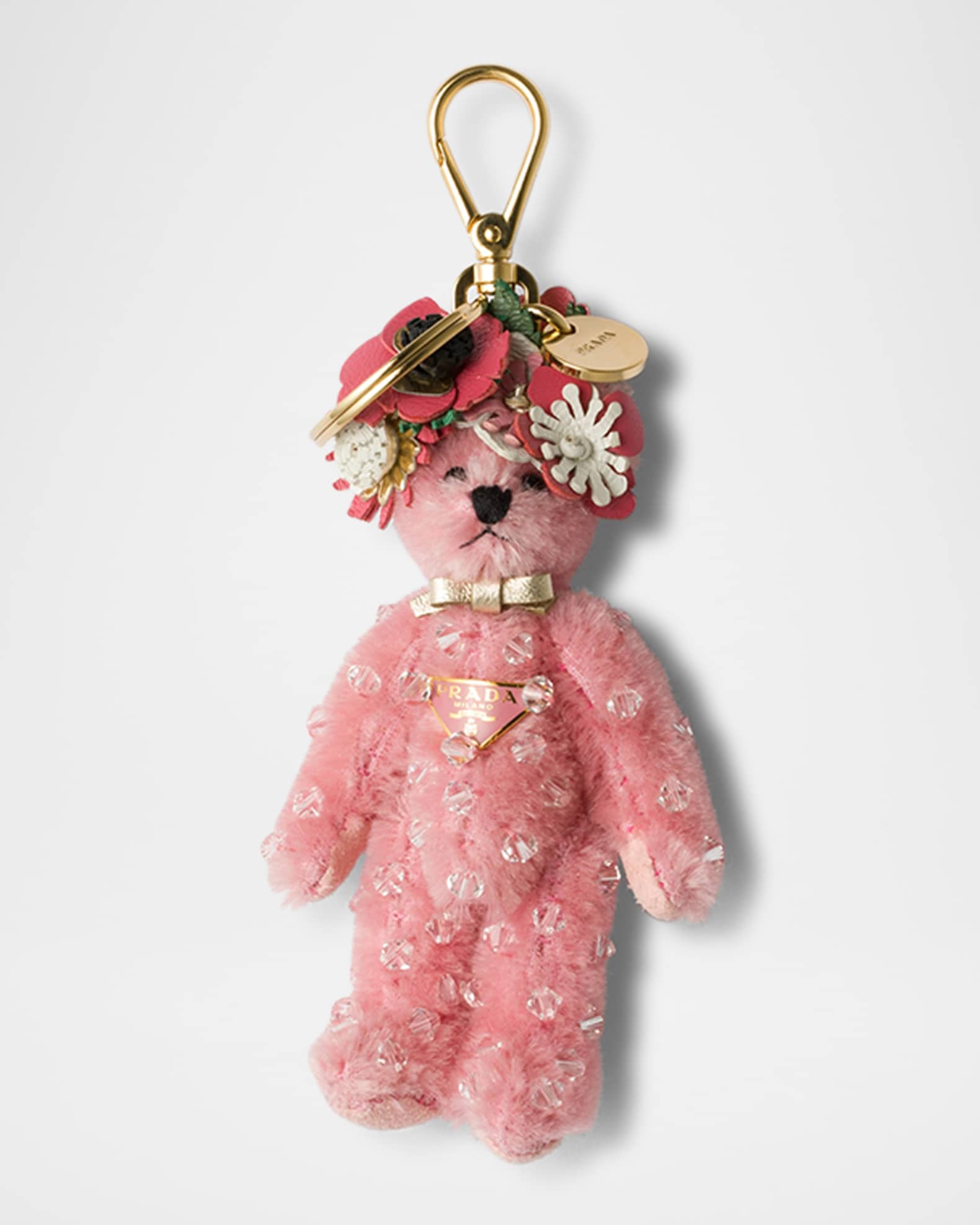 PRADA Teddy バッグチャーム ピンク Pink Teddy bag charm with metal ring | PRADA