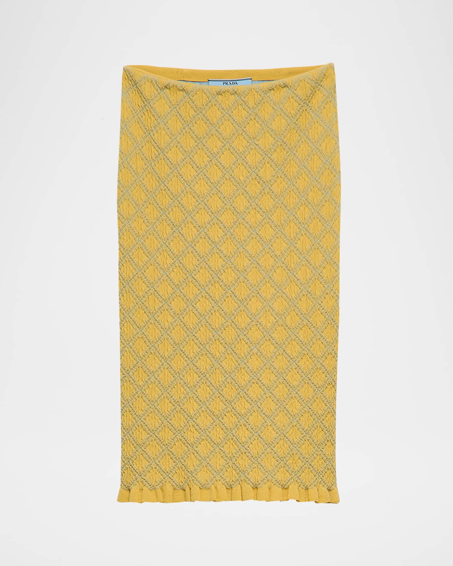 Prada Diamond Pattern Smocked Knit Skirt | Neiman Marcus