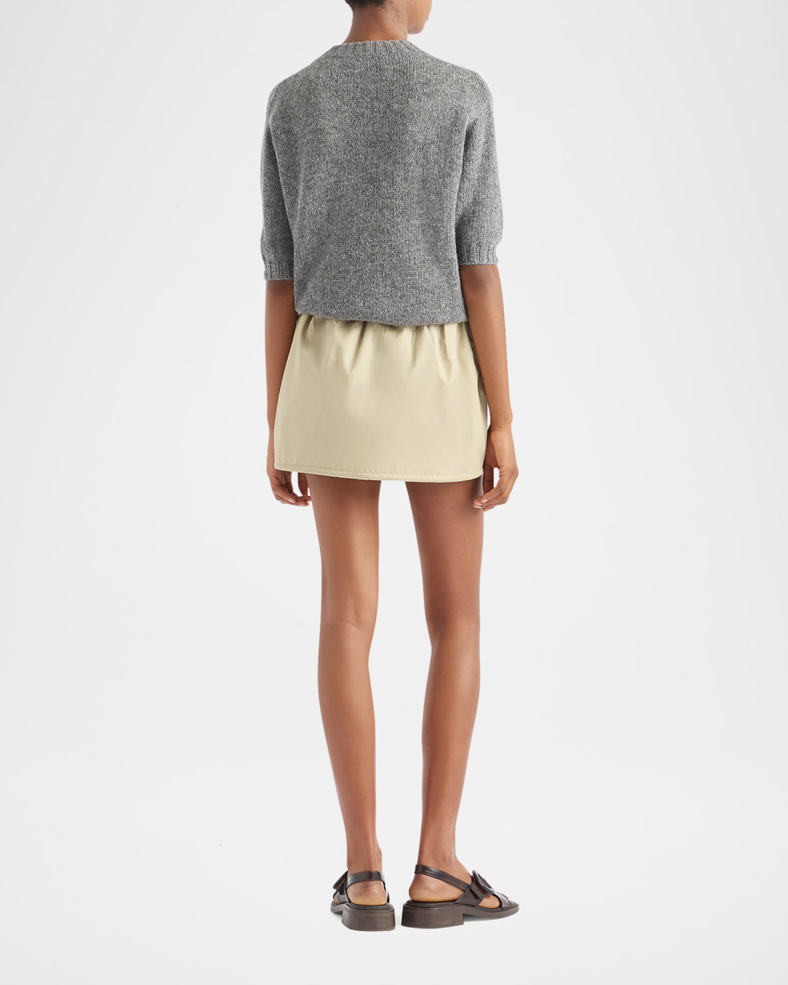 PRADA スカフスタイルフリンシミニスカト P113XES23213LP F0008 Prada Re-Nylon Drawstring Mini Skirt | Neiman Marcus
