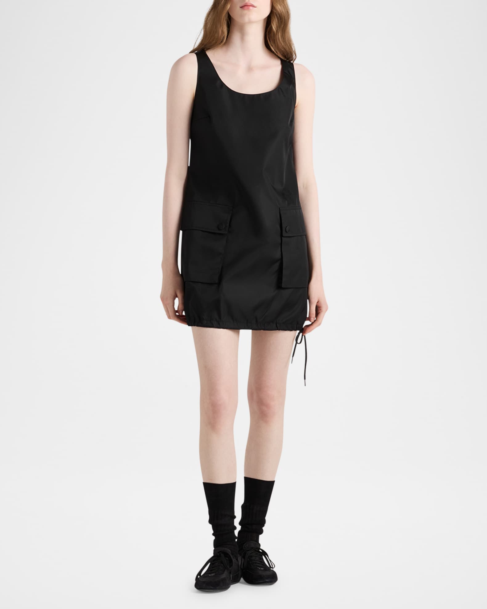 PRADA ブラックタイニードレス Prada Sleeveless Re-Nylon Mini Utility Dress | Neiman Marcus
