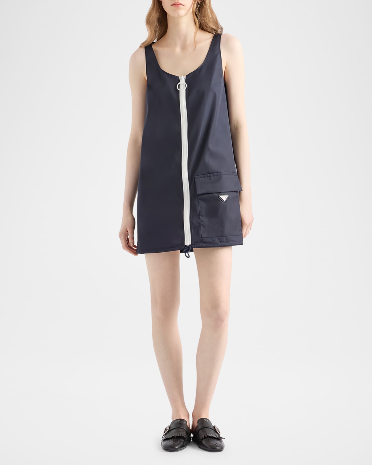knee length dresses for ladies Prada Short Black Dress in Re-Nylon – MAYFEYR