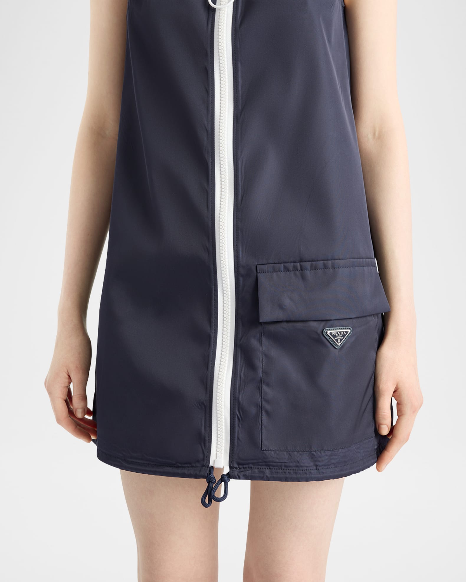 Prada Re-Nylon Sleeveless Zip-Front Mini Dress | Neiman Marcus