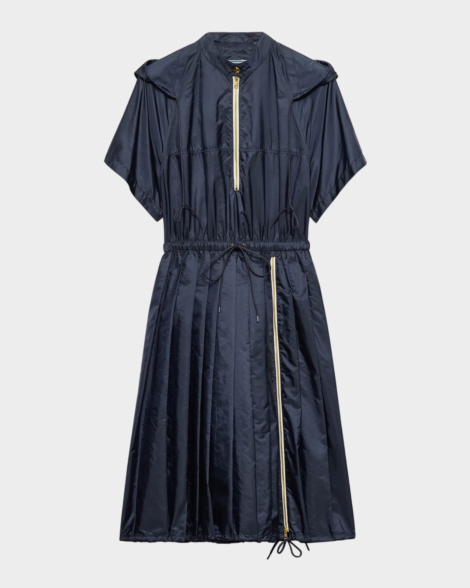ワンピース RE-NYLON MIDI DRESS Prada Pleated Light Re-Nylon Zip Hooded Midi Dress | Neiman