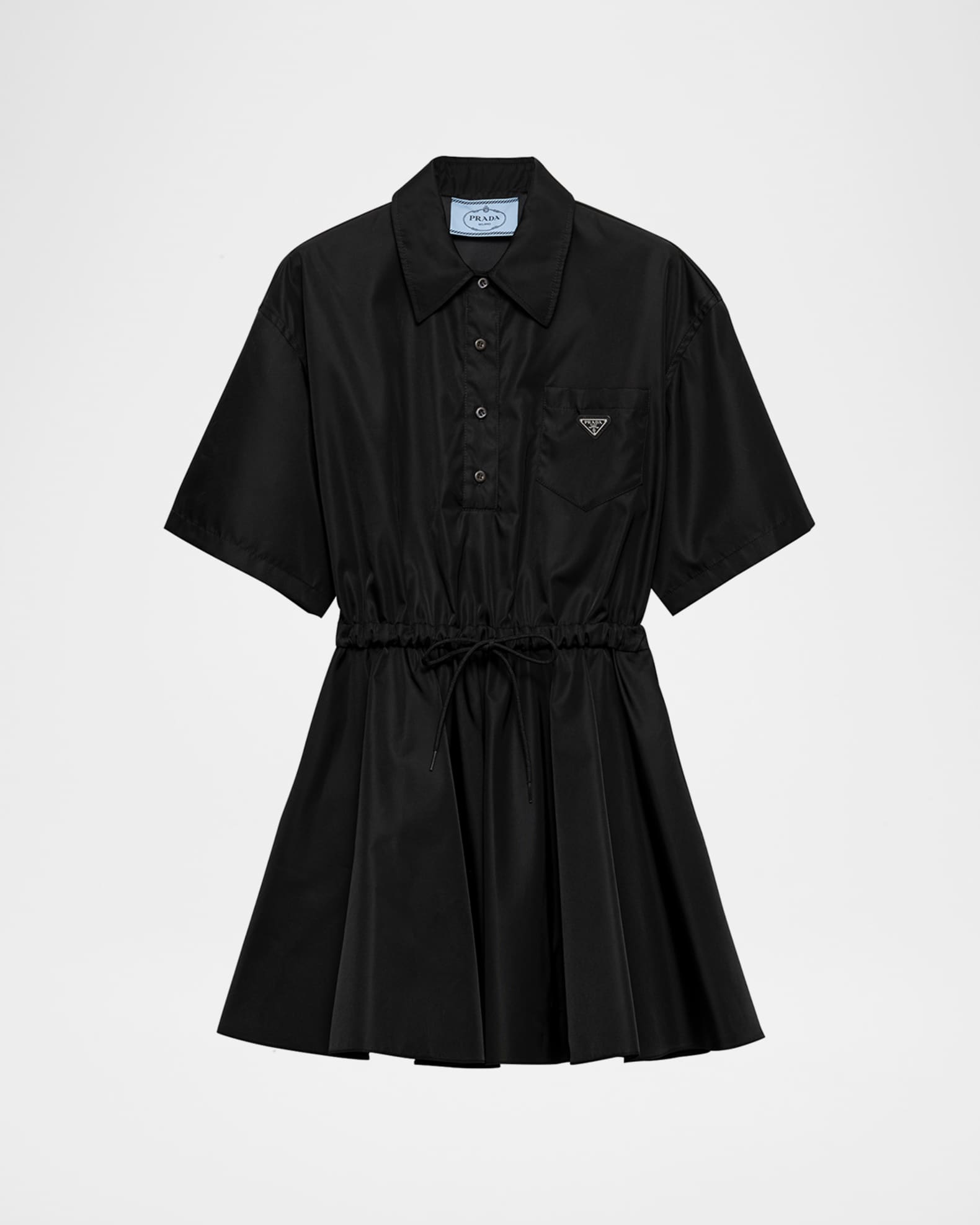 【関税＆送料込み】Prada Drawstring-Hem Mini Dress Prada half-zip drawstring-hem Mini Dress | Neutrals