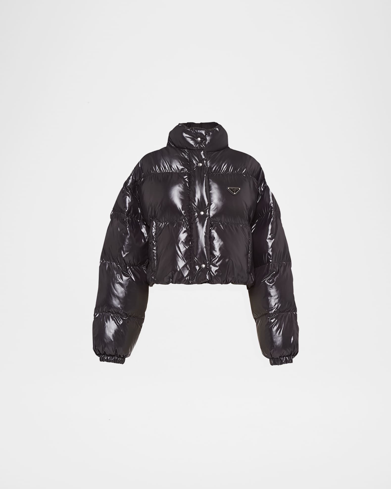 Crop Drawstring Nylon Down Jacket 0