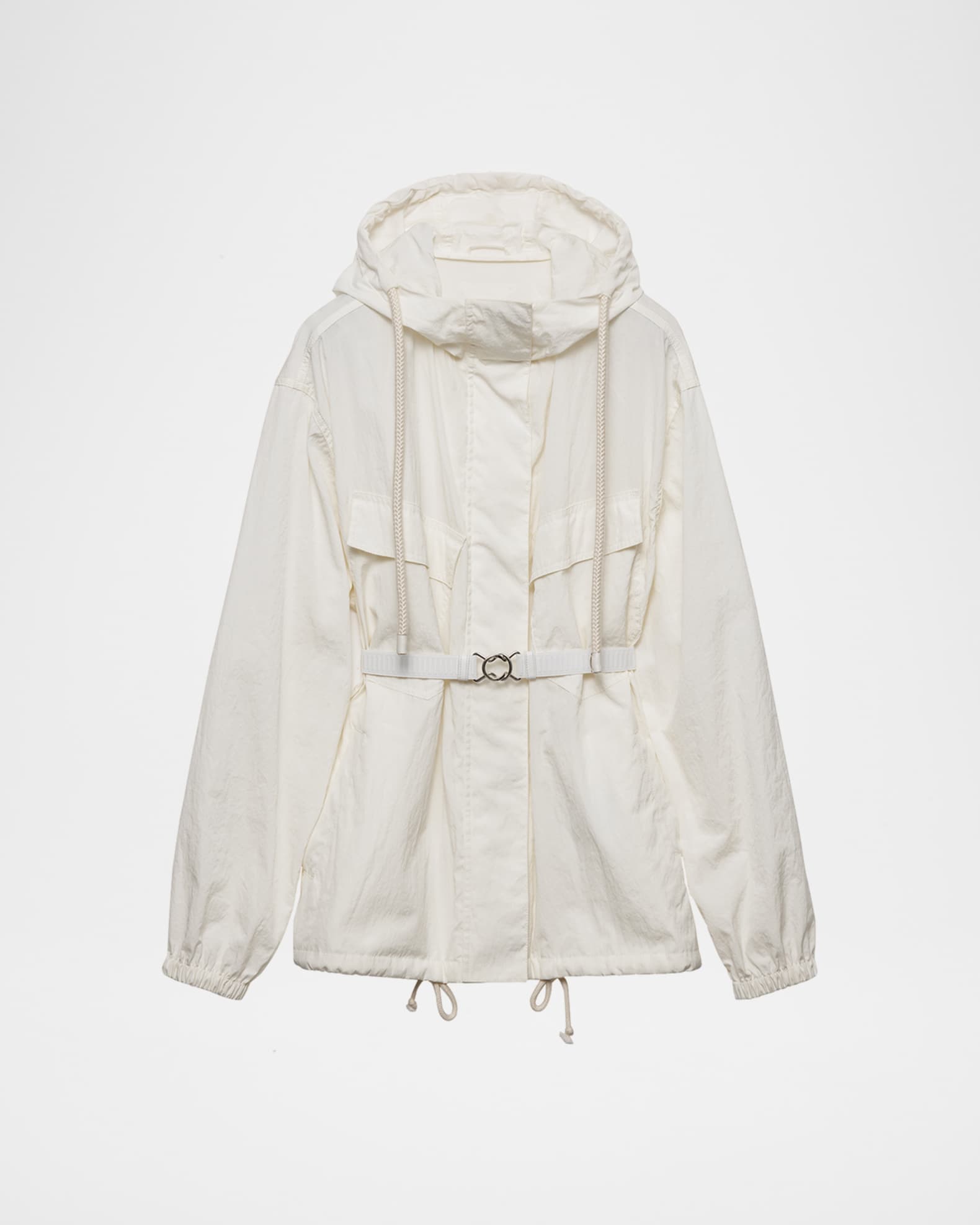 Prada Utility Oversized Hooded Drawstring Jacket | Neiman Marcus