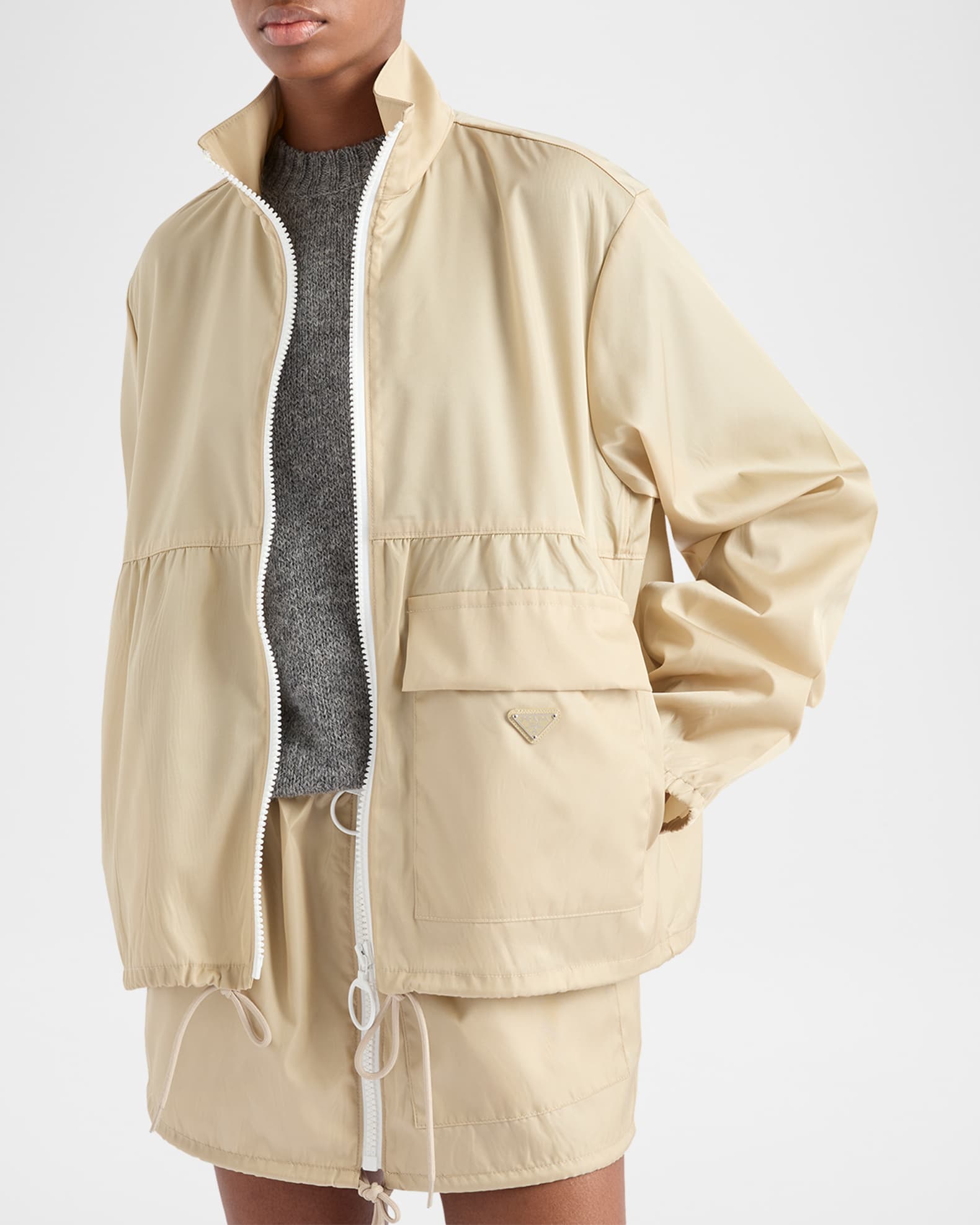 Prada Re-Nylon Zip Up Jacket | Neiman Marcus