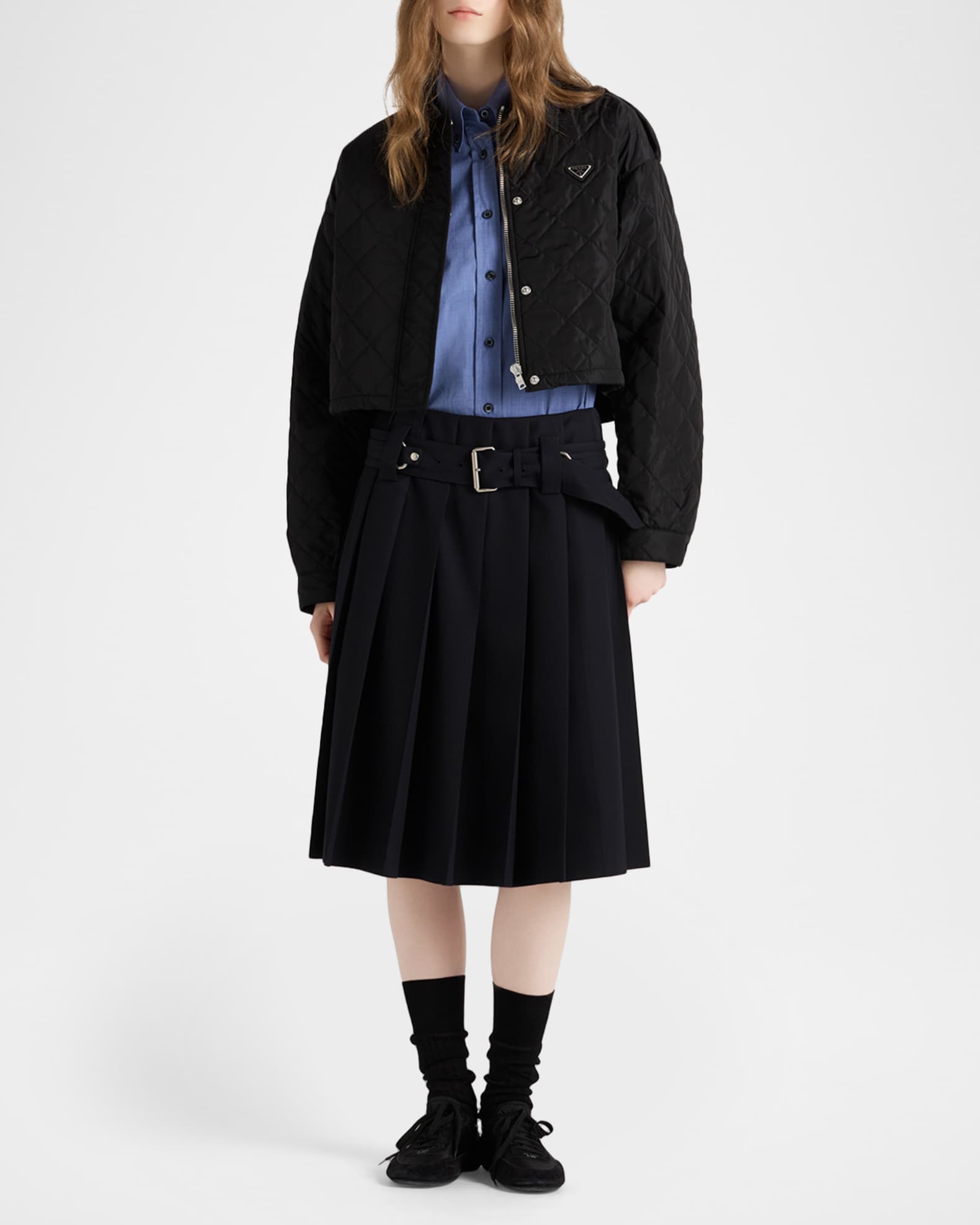 最終値下げ Prada Nylon double Zip blouson Prada Double Layer Nylon Zip Up Black Jacket | eBay