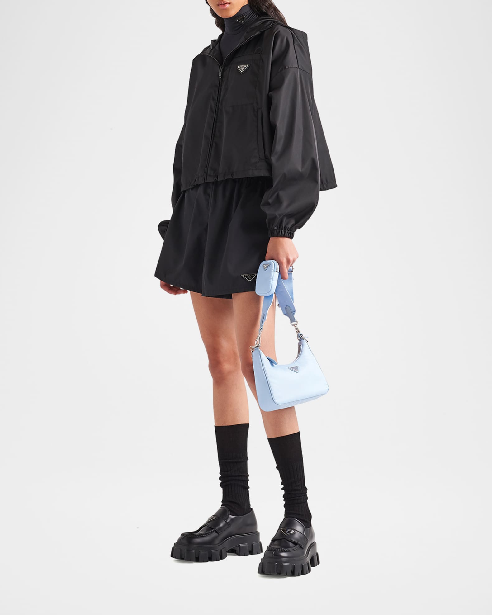 Prada Re-Nylon Hooded Zip Up Jacket | Neiman Marcus