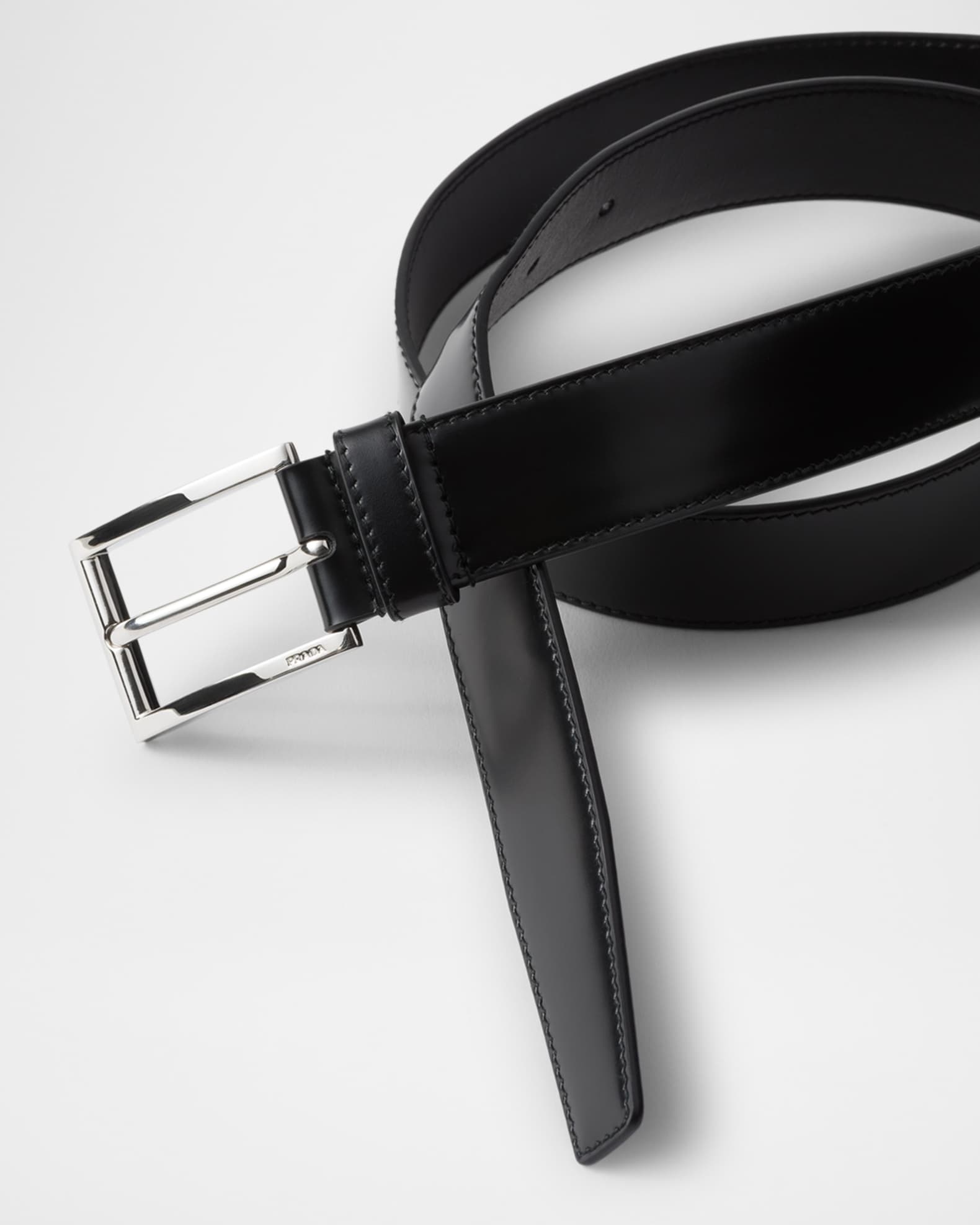 Prada Men's Brushed Leather Belt | Neiman Marcus