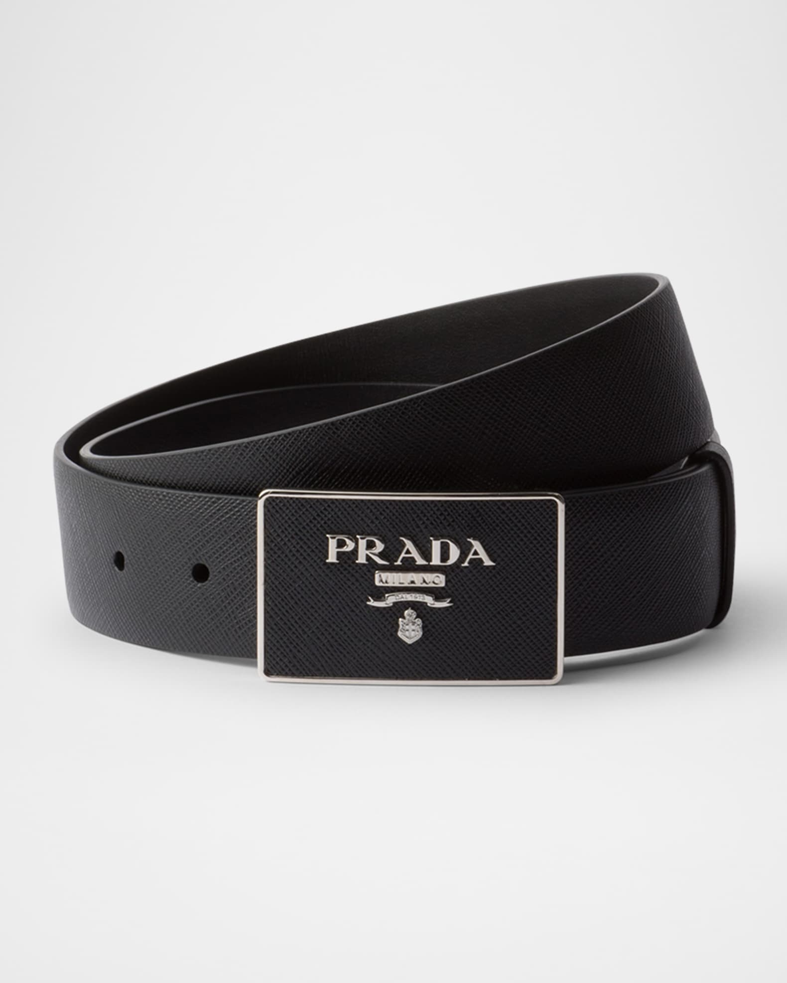ベルト Prada Black Leather Belt Black Saffiano Leather Belt | PRADA
