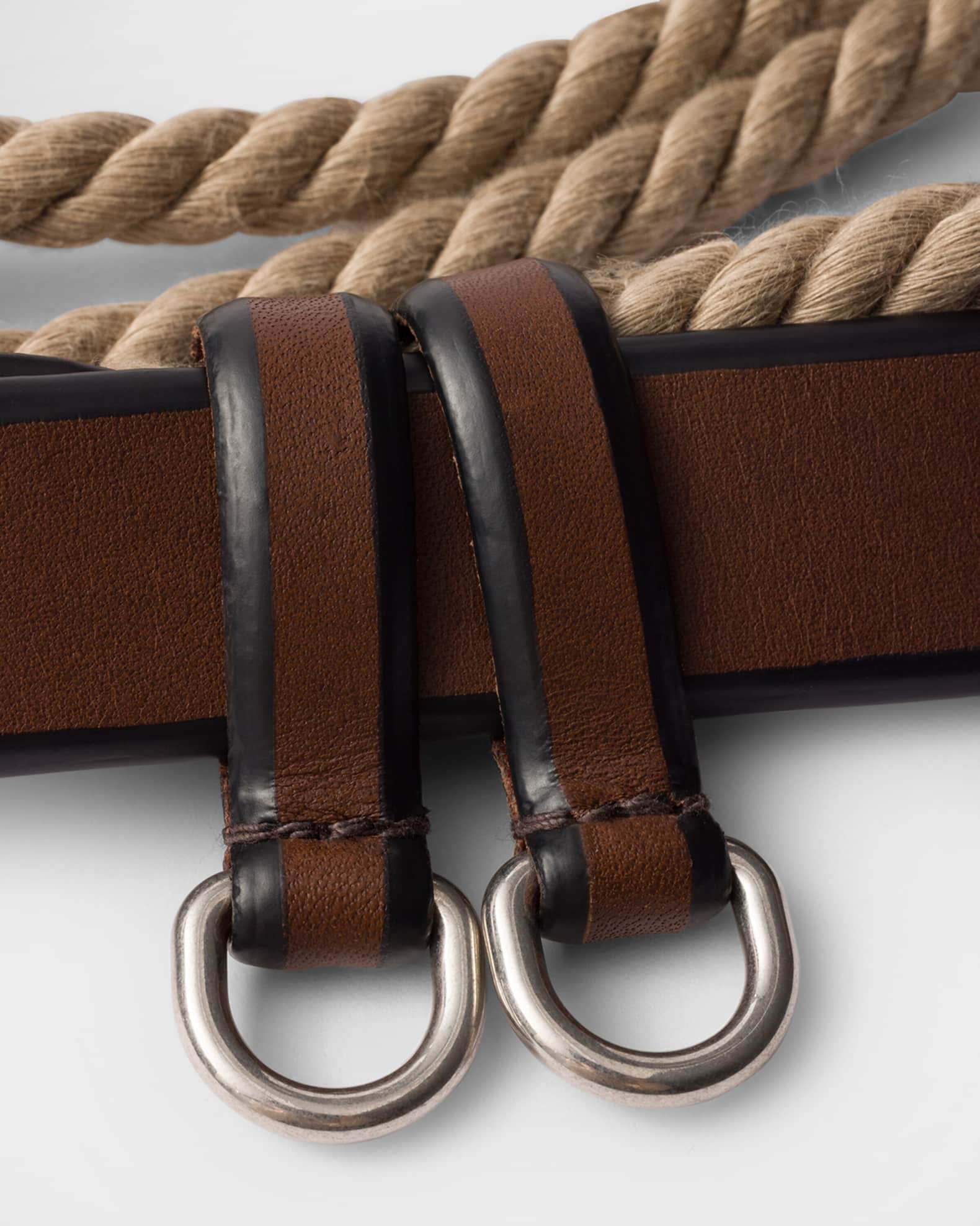 Prada Men's Leather And Rope Belt | Neiman Marcus