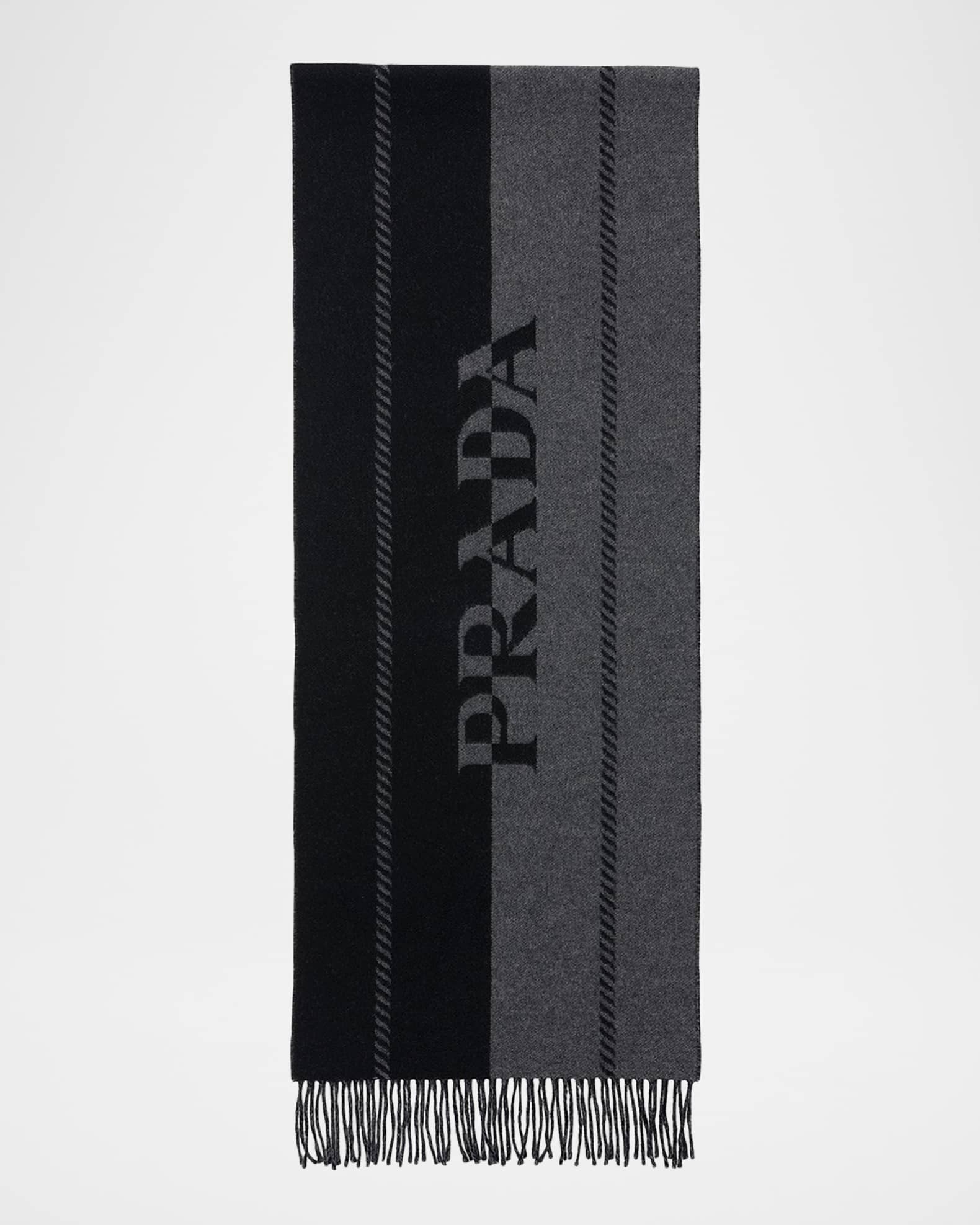 Prada Men's Small Wool Scarf with Jacquard Logo | Neiman Marcus