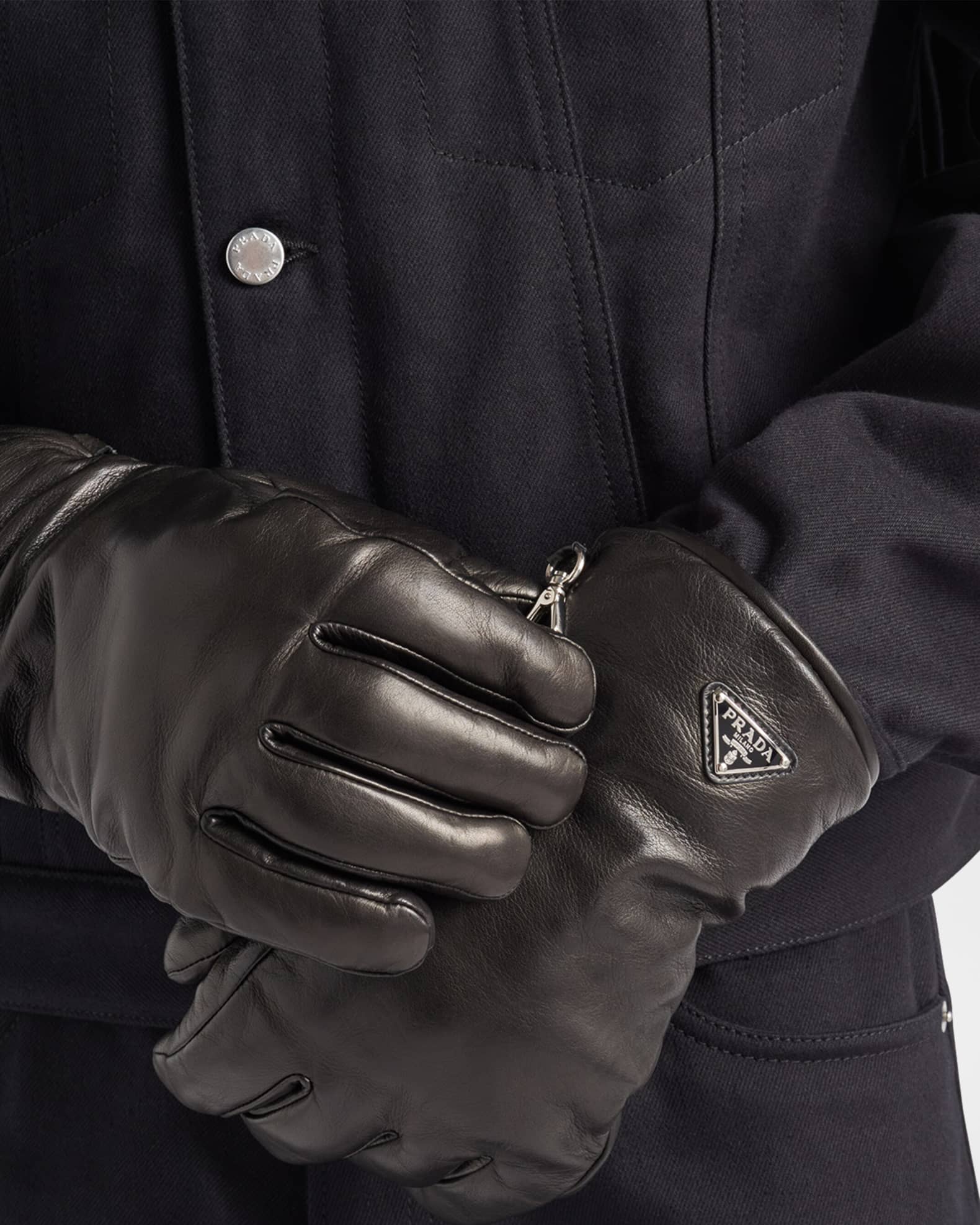 Prada Nylon And Leather Gloves | italist