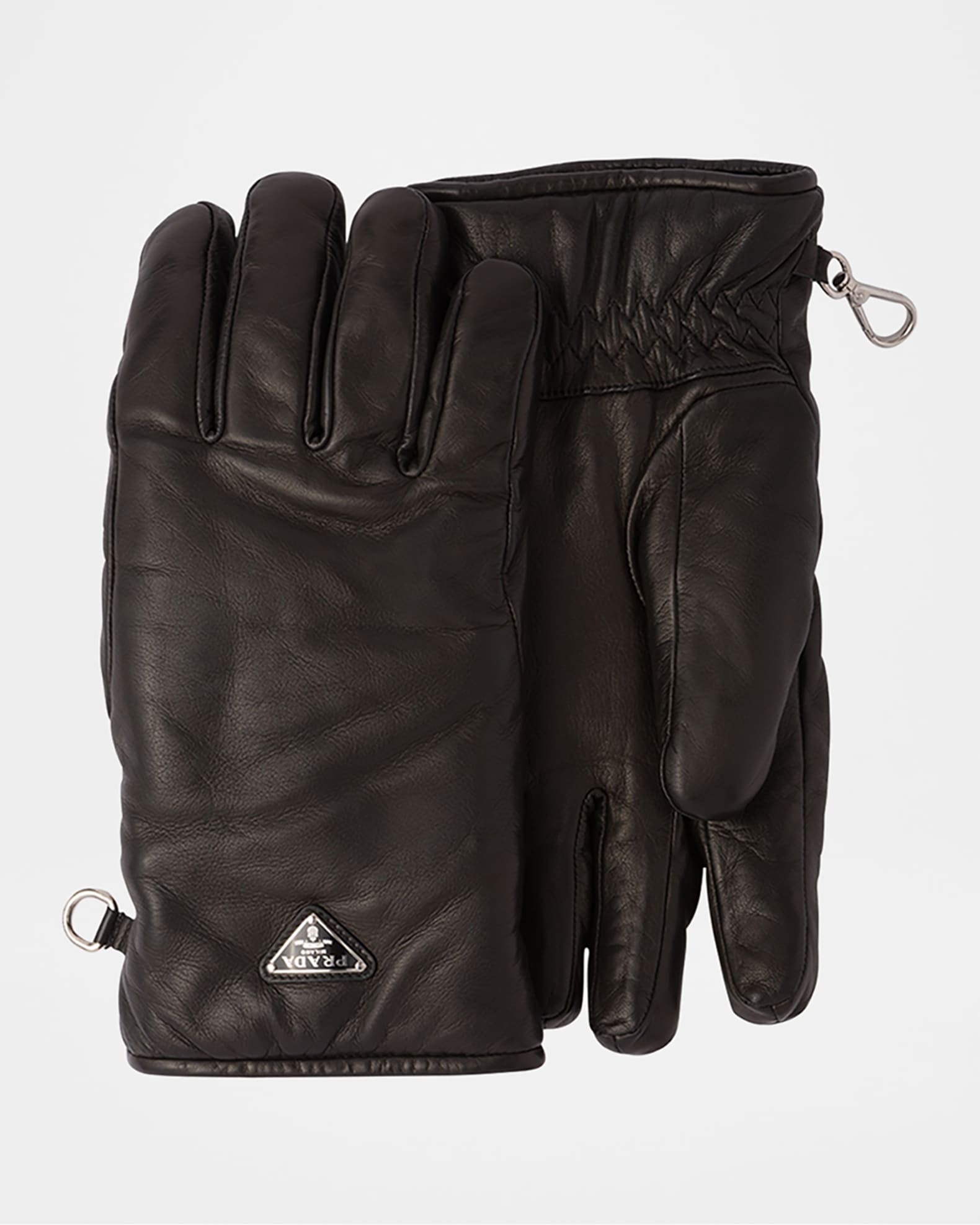 Prada Men's Triangle Logo Leather Gloves | Neiman Marcus