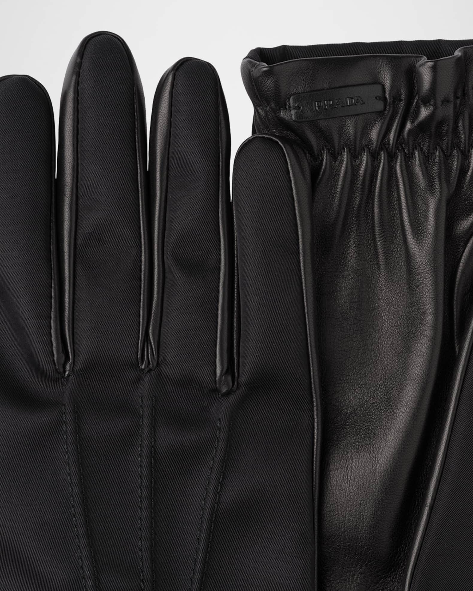 Prada Men's Re-Nylon and Napa Leather Gloves | Neiman Marcus
