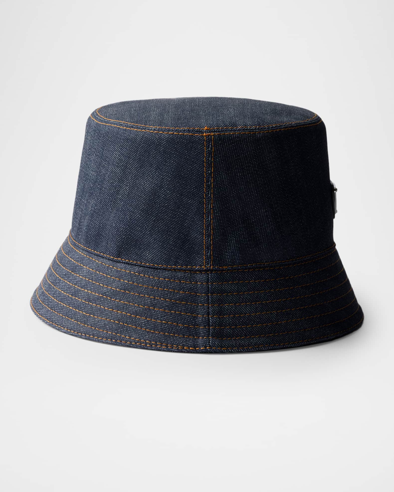 Prada Men's Denim Triangle-Logo Bucket Hat | Neiman Marcus